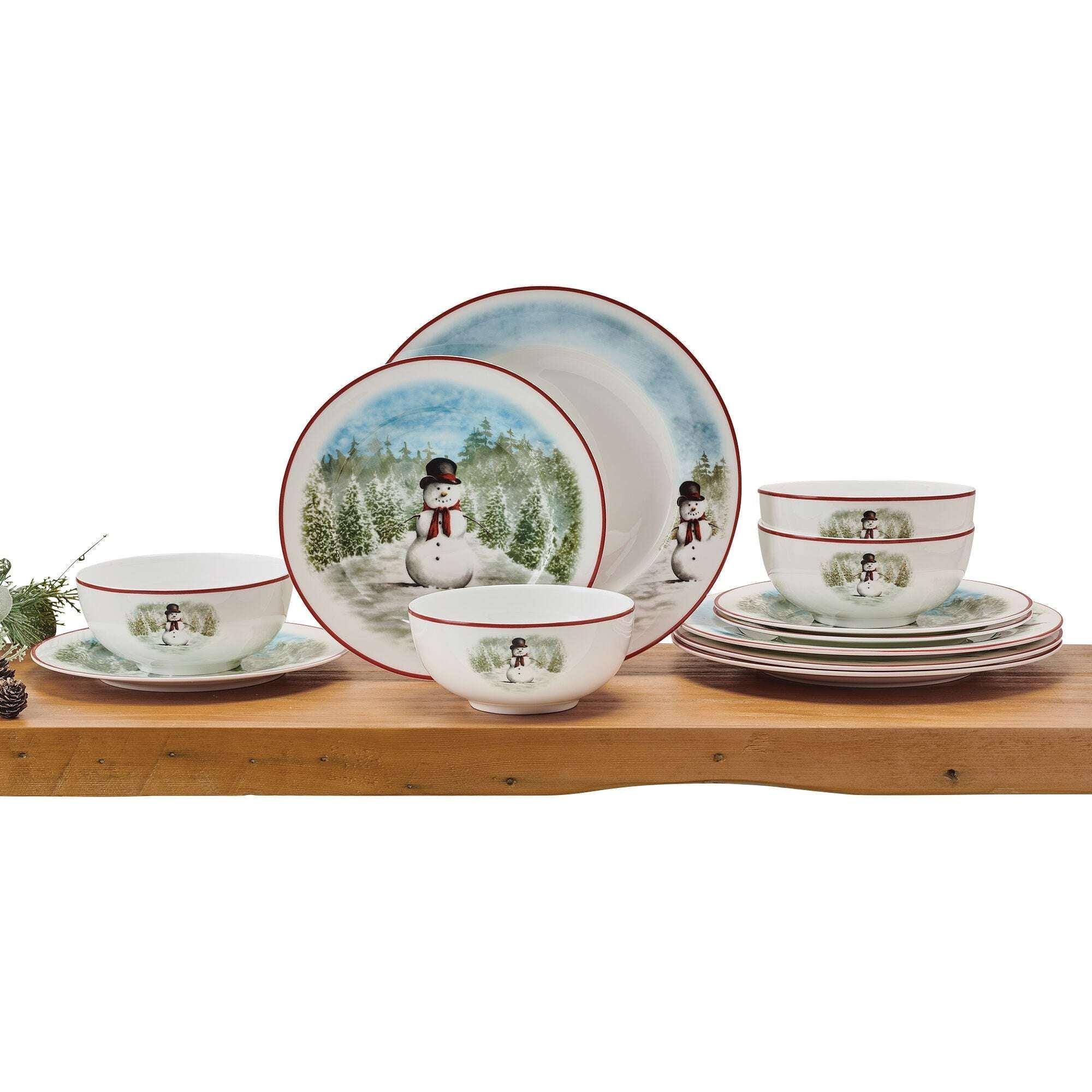 Mikasa Snowman Enchantment 12-Piece Bone China Dinnerware Set - Image 9