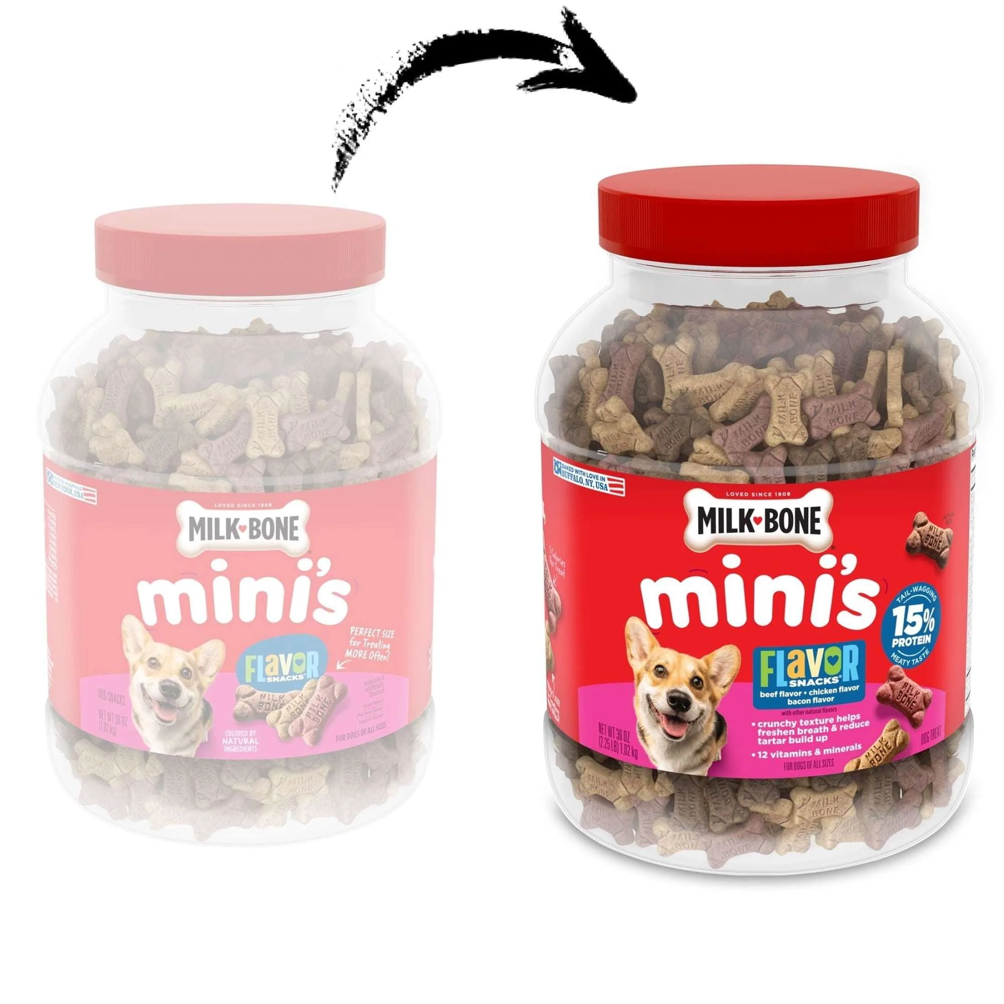 Milk Bone Flavor Snacks Mini’s Dog Biscuits, Flavored Crunchy Dog Treats, 36 oz Canister - Image 2