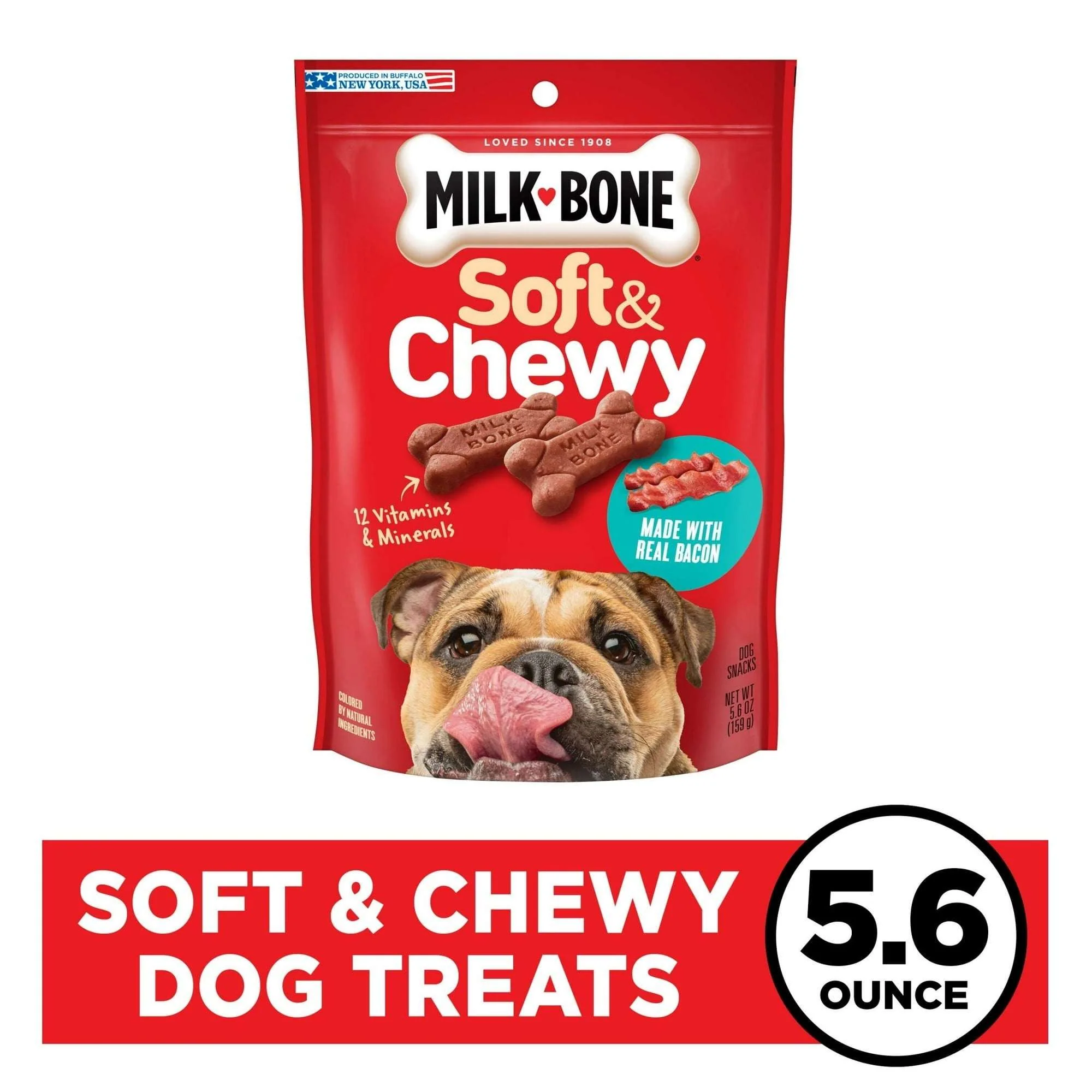 Milk Bone Soft & Chewy Dog Treats Made With Real Bacon, 5.6 oz Bag - Image 2