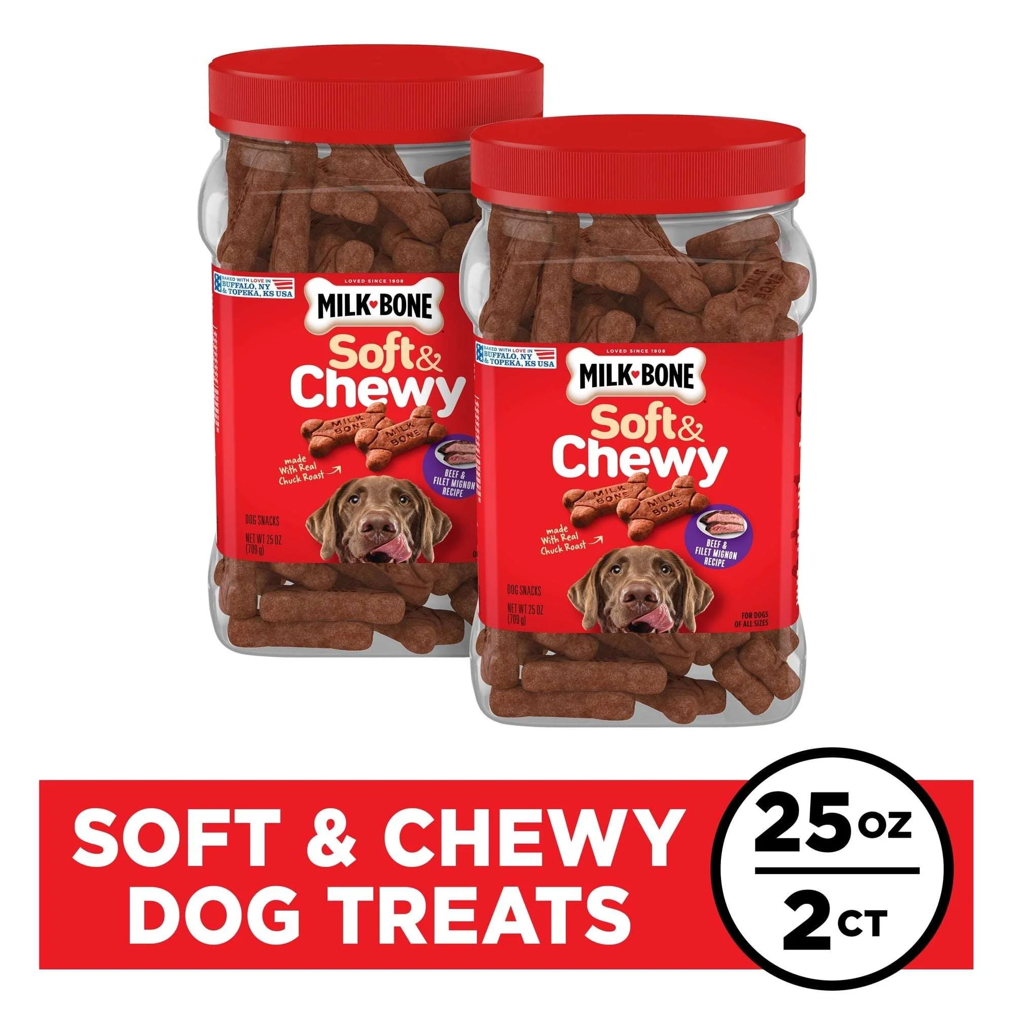 Milk Bone Soft & Chewy Dog Treats, Made with Real Beef & Filet Mignon, 25 oz Canister - Image 13
