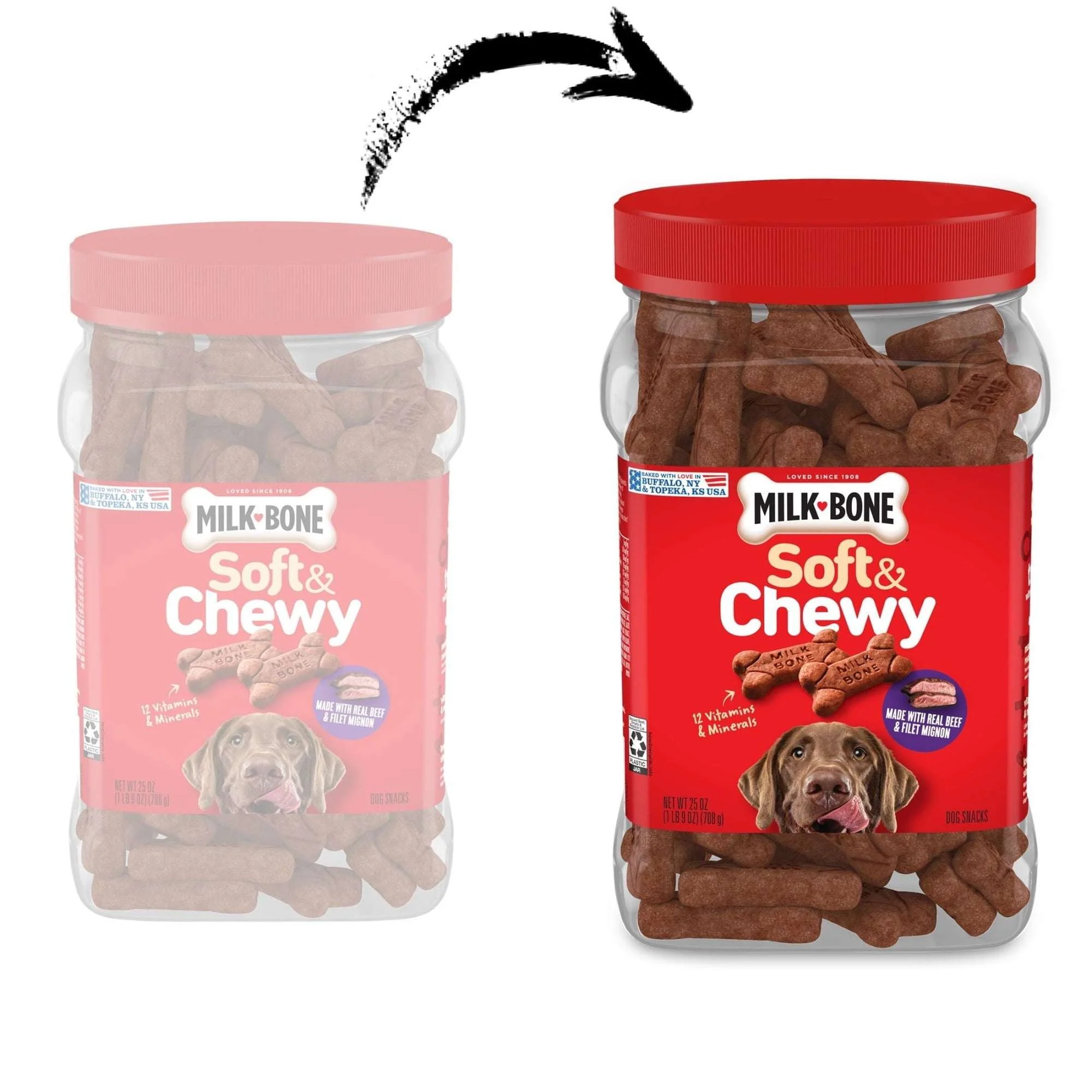 Milk Bone Soft & Chewy Dog Treats, Made with Real Beef & Filet Mignon, 25 oz Canister - Image 2