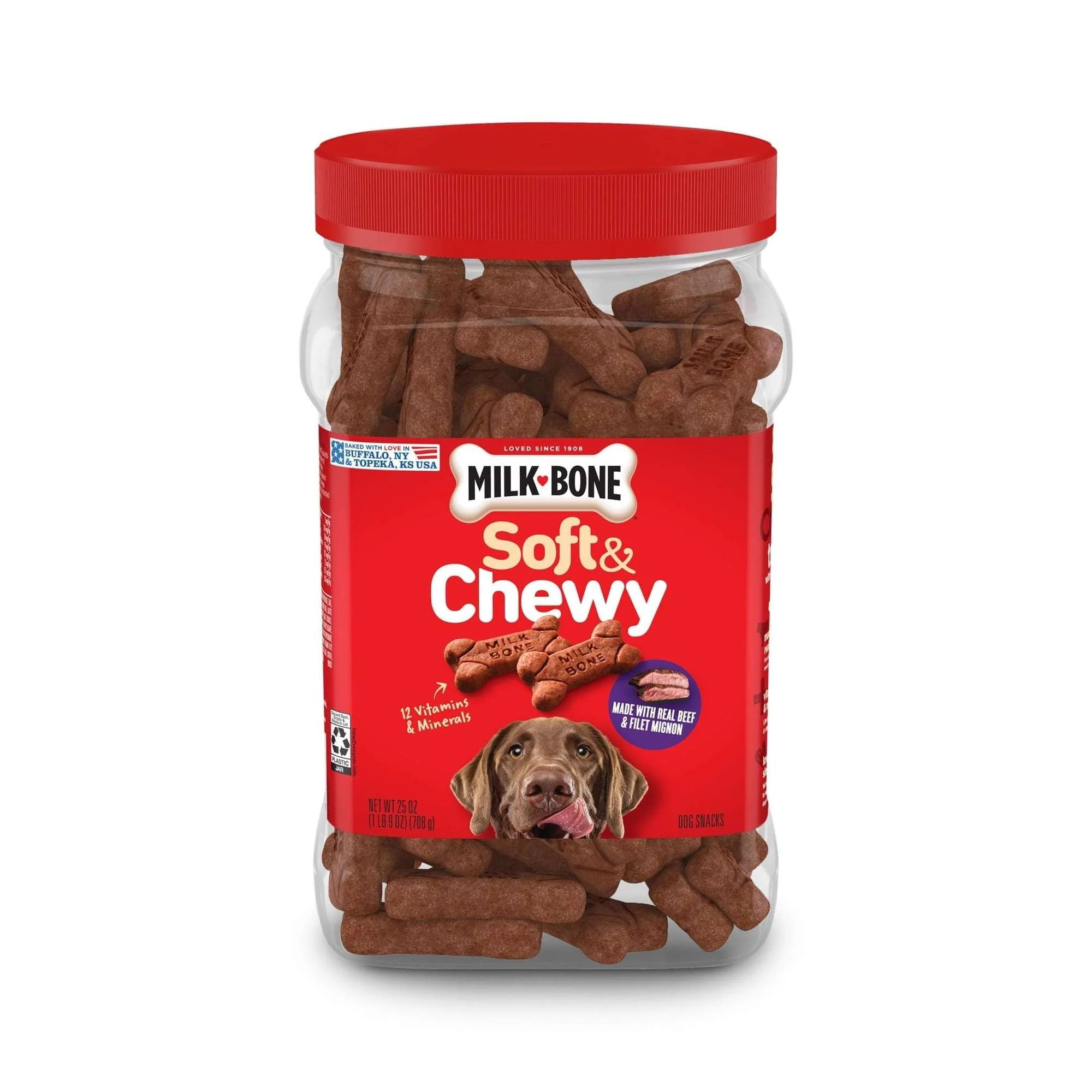 Milk Bone Soft & Chewy Dog Treats, Made with Real Beef & Filet Mignon, 25 oz Canister - Image 3