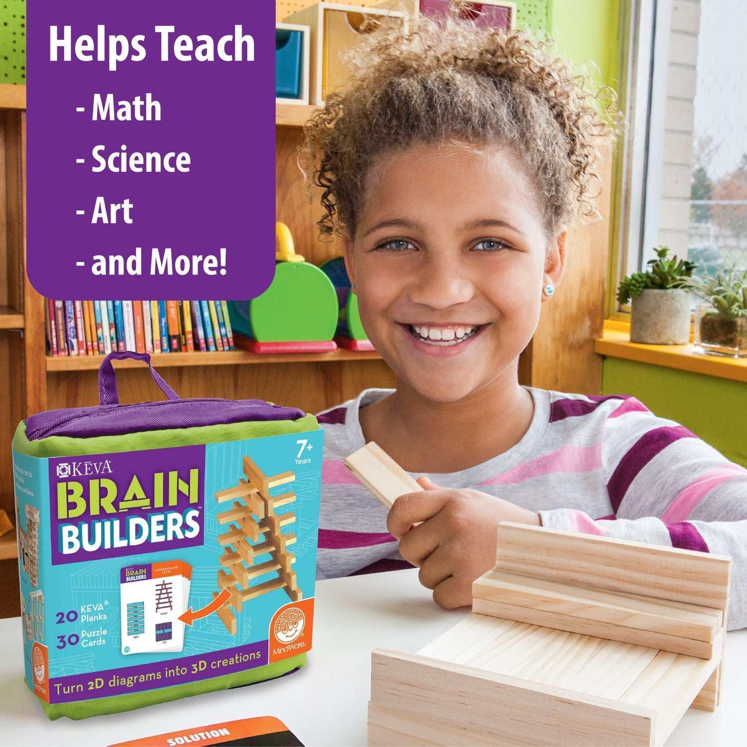 MindWare KEVA Brainbuilders, 3D brain building STEM challenges for boys & girls, Try to build the image, Practice spatial thinking, 20 planks & 30 puzzles - Image 3