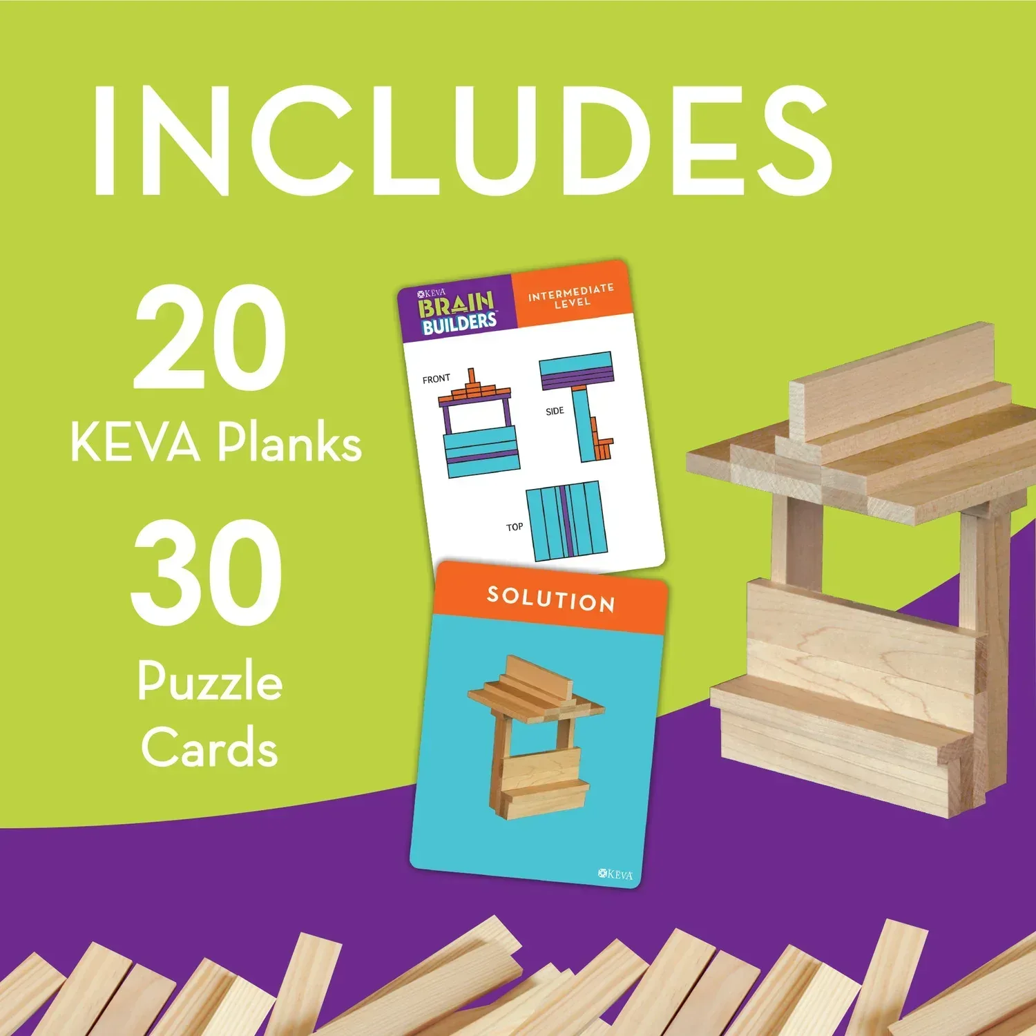 MindWare KEVA Brainbuilders, 3D brain building STEM challenges for boys & girls, Try to build the image, Practice spatial thinking, 20 planks & 30 puzzles - Image 4