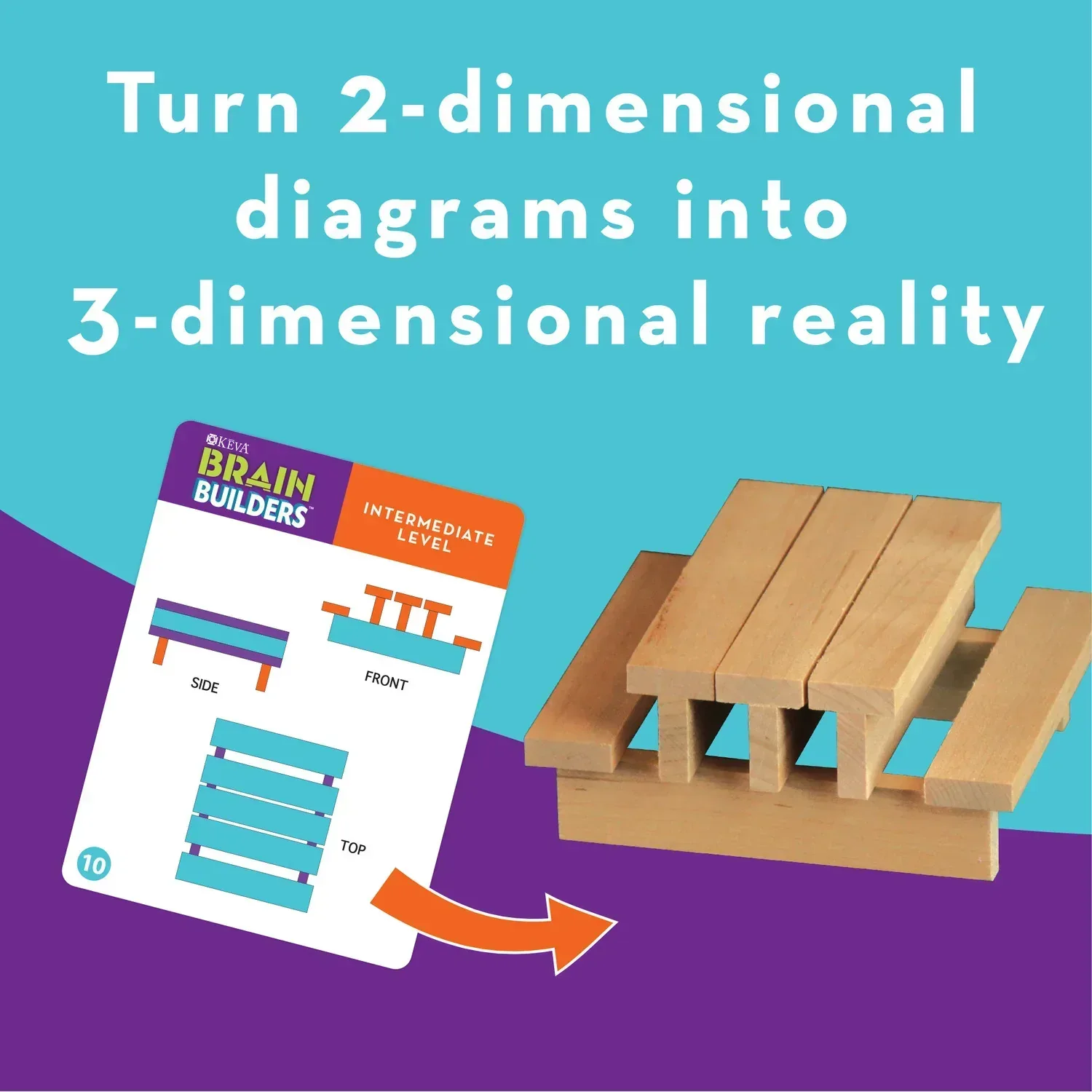 MindWare KEVA Brainbuilders, 3D brain building STEM challenges for boys & girls, Try to build the image, Practice spatial thinking, 20 planks & 30 puzzles - Image 5