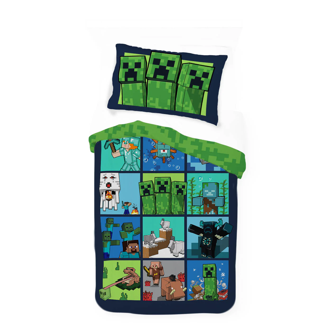 Minecraft Kids 2 Piece Green Reversible Comforter and Pillowcase Bedding Set, Twin/Full - Image 5