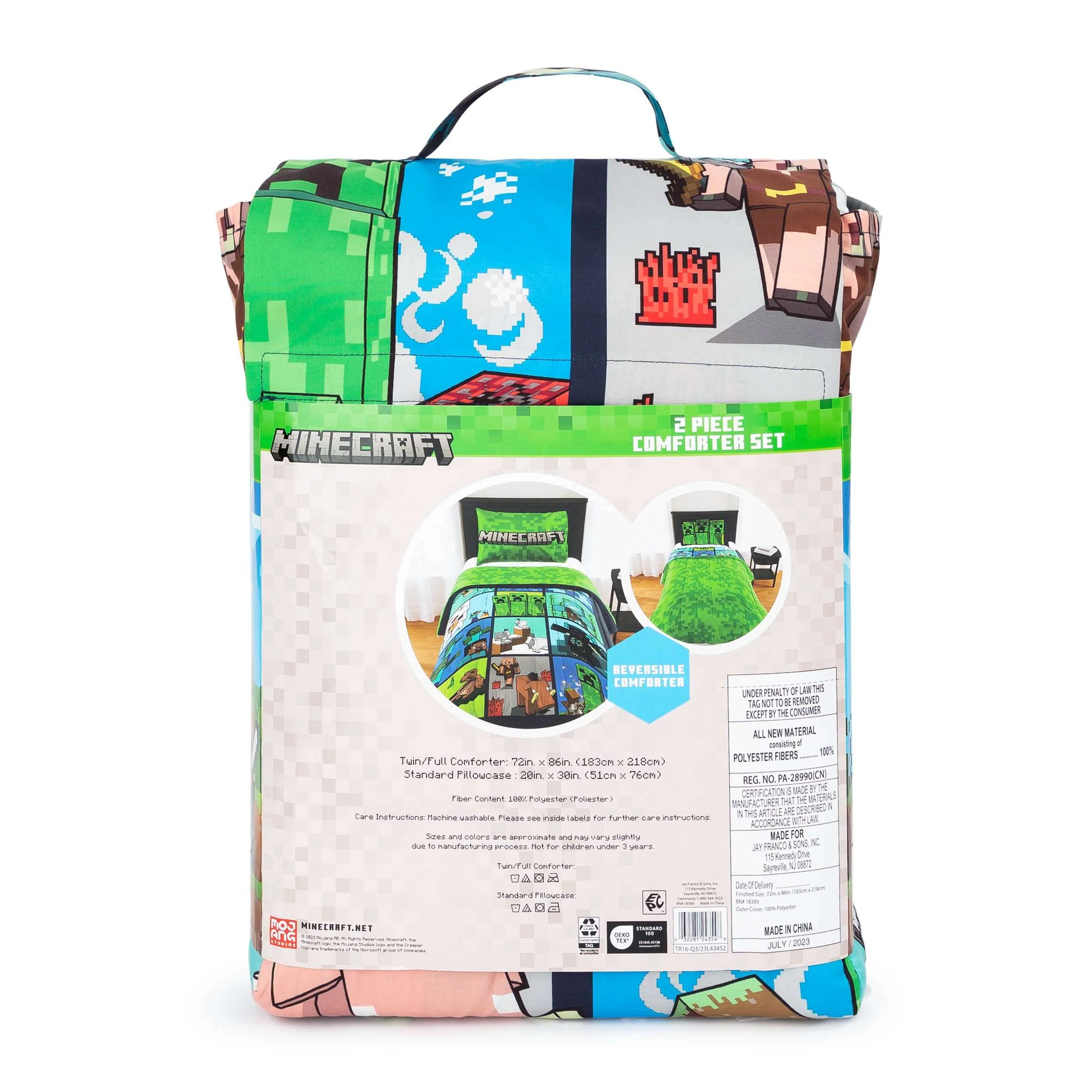 Minecraft Kids 2 Piece Green Reversible Comforter and Pillowcase Bedding Set, Twin/Full - Image 8