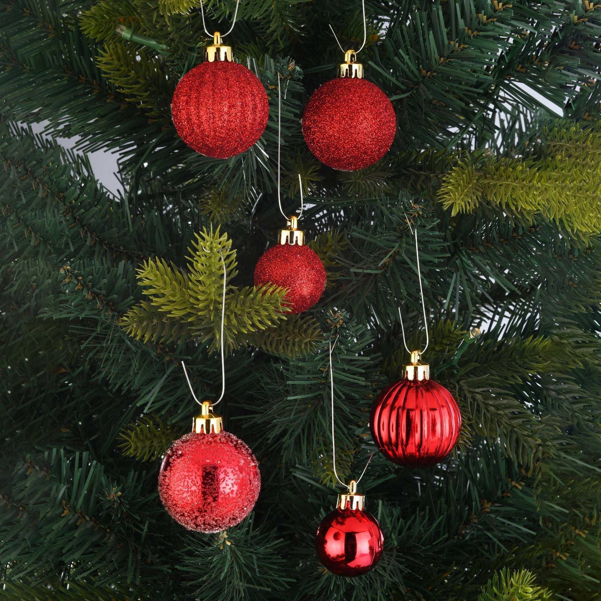 Mini Red Multi-Textured Shatterproof Christmas Ornaments, 20 Count, by Holiday Time - Image 5