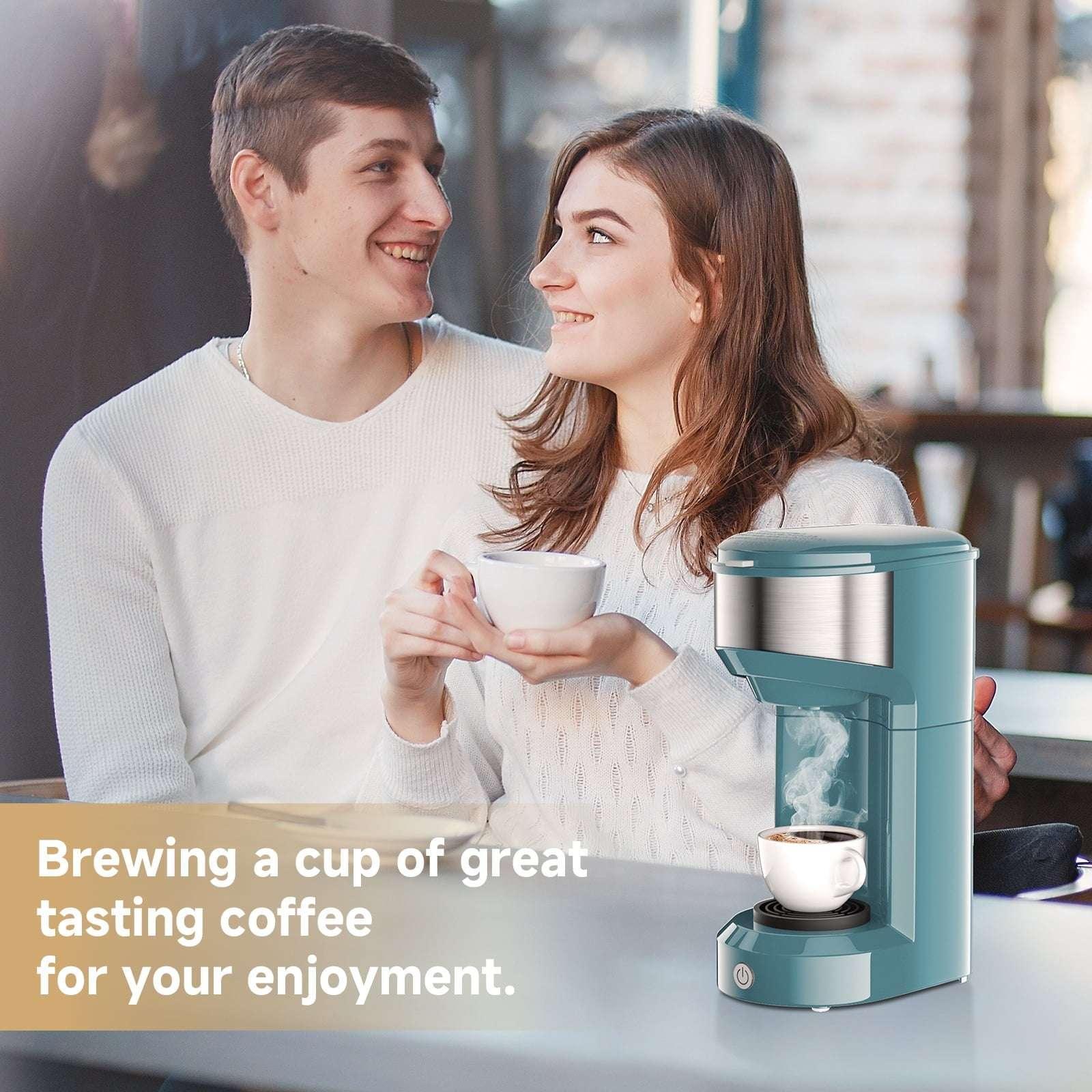 MINI Single Serve Coffee Maker,Instant Coffee Maker One Cup for K Cup & Ground Coffee,Portable Capsule Coffee Machine with 6 to 14oz Reservoir,90 Seconds Fast Brewing and One Button Operation - Image 8