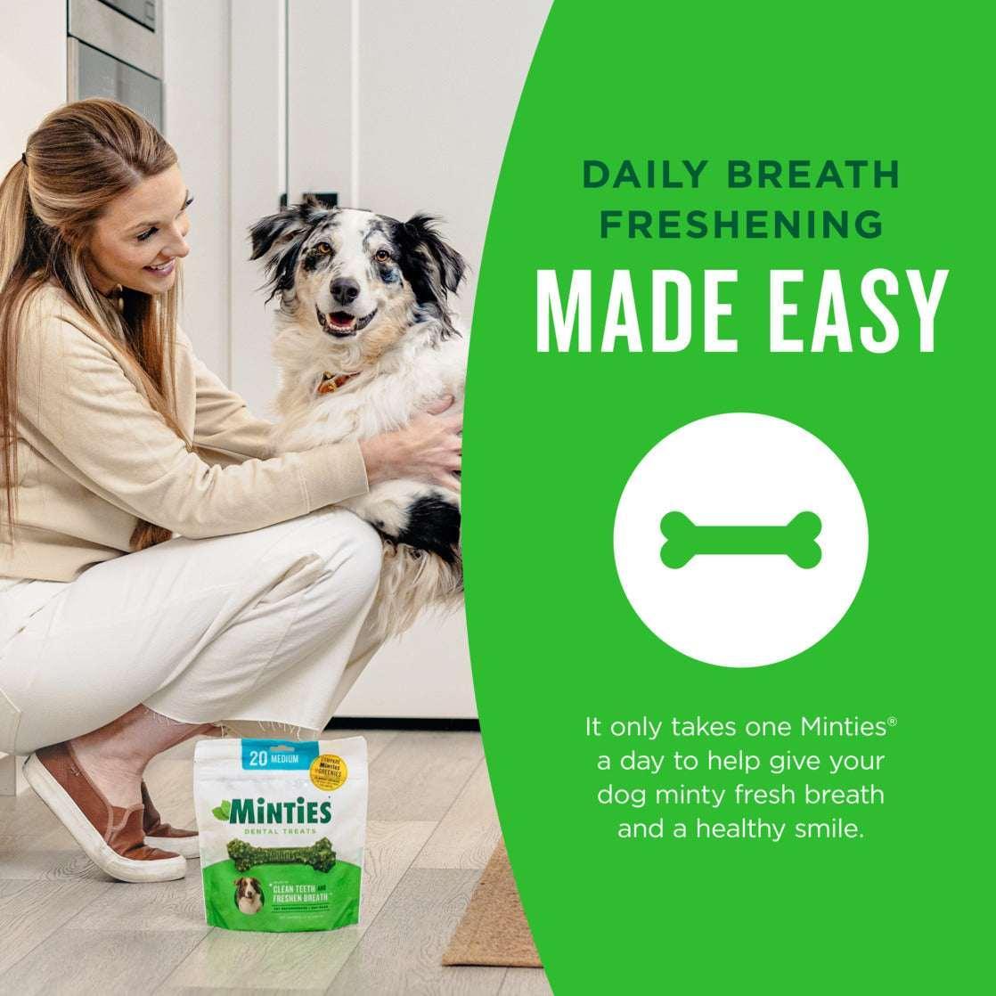 Minties Dental Bone Treats, Chews for Medium Dogs over 40 lbs, 20 Count, 16 oz, Shelf-Stable - Image 6