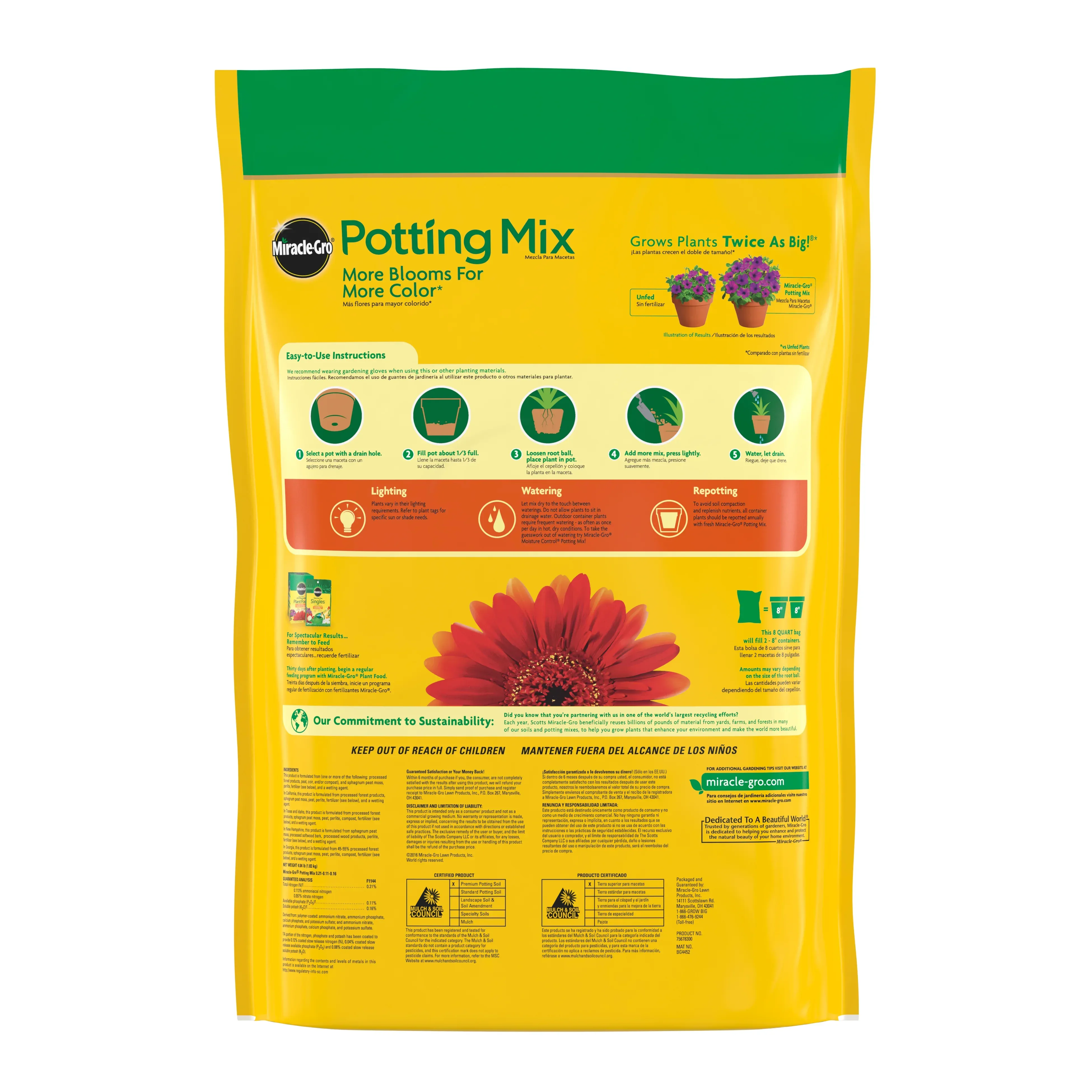Miracle-Gro Potting Mix, For Indoor or Outdoor Potted Plants, Flowers, Shrubs, 8 qt. - Image 11