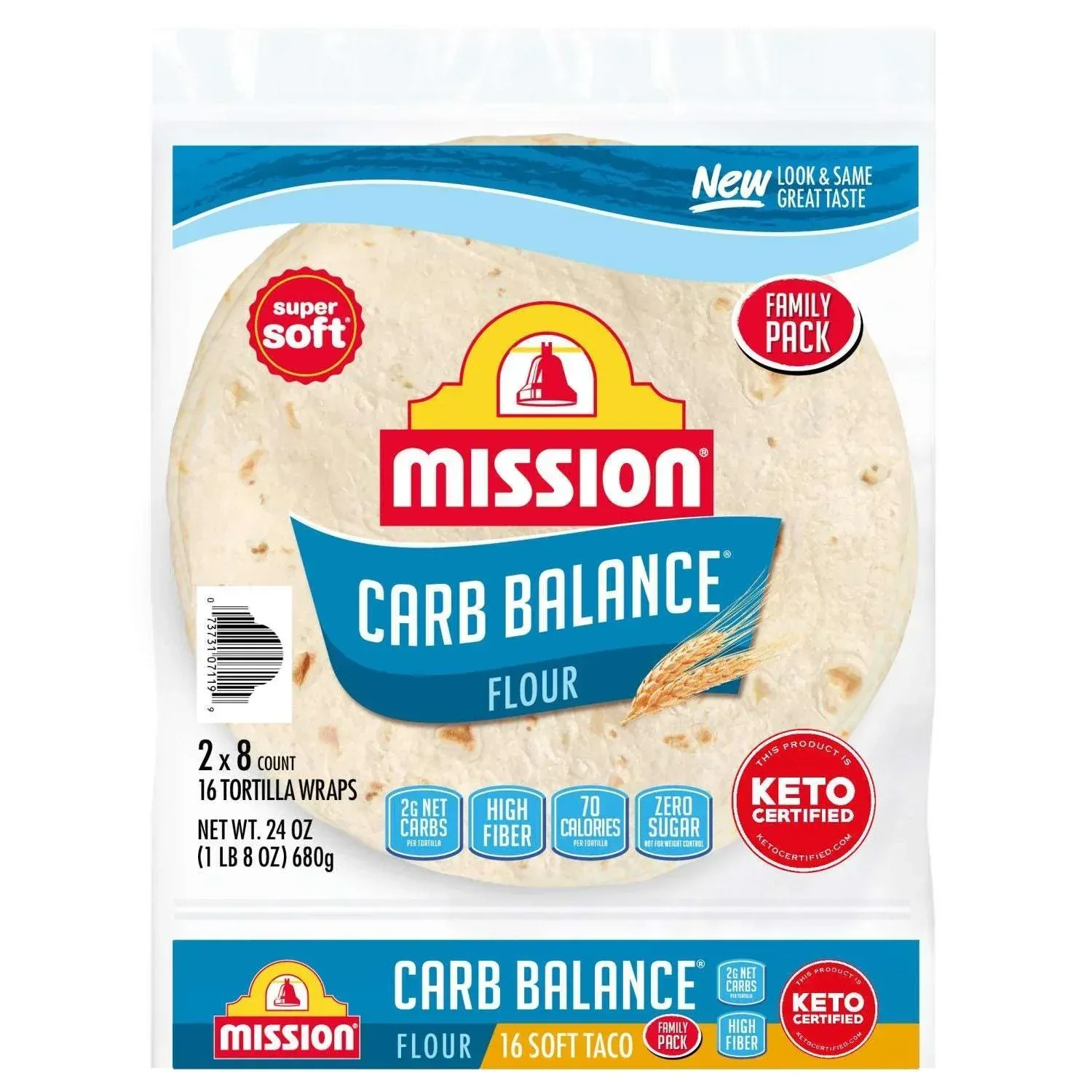 Mission Carb Balancen 8" Soft Taco Flour Tortillas, 16 ct.