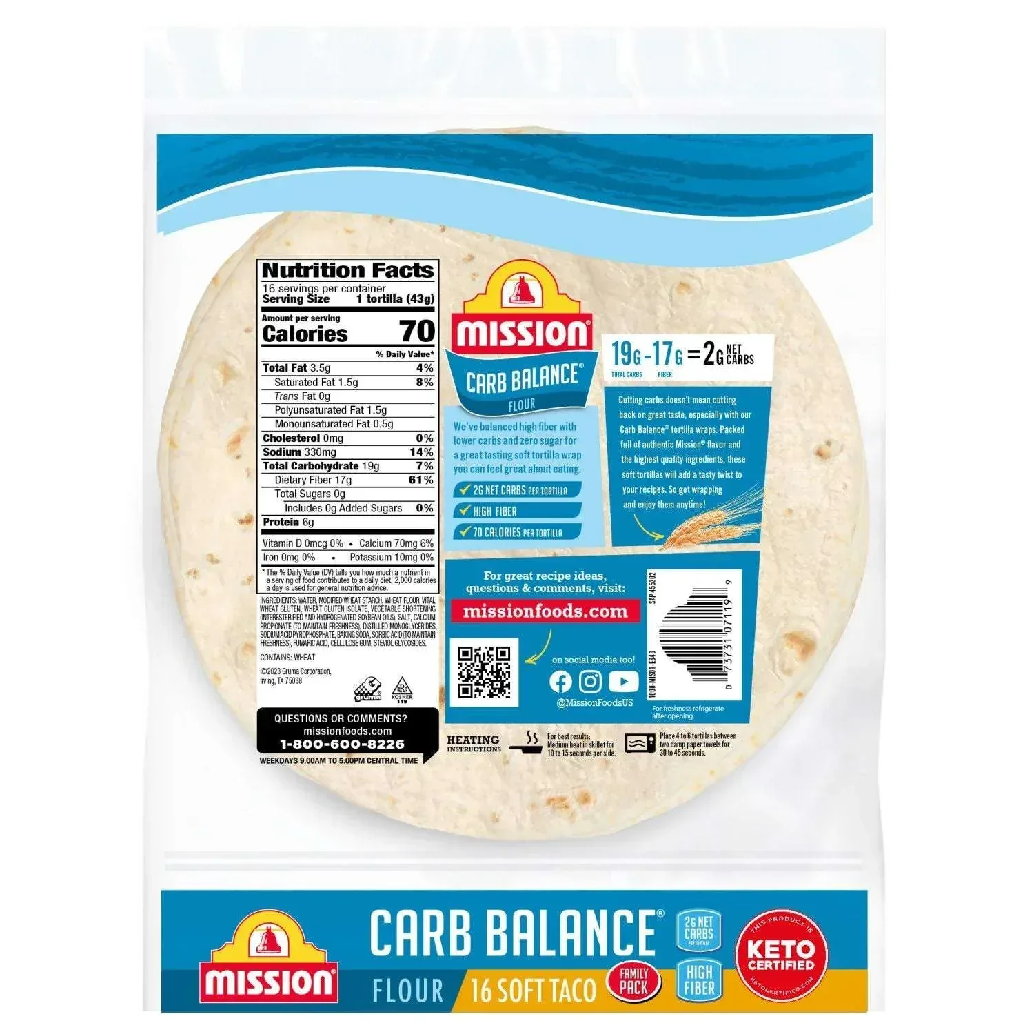 Mission Carb Balancen 8" Soft Taco Flour Tortillas, 16 ct. - Image 5
