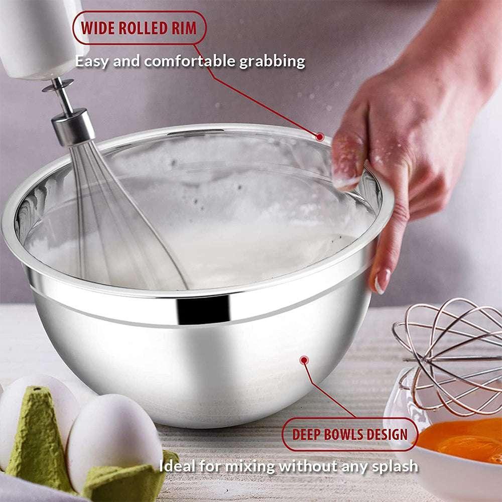 Mixing Bowls with Lids Set of 5, Vesteel Stainless Steel Mixing Bowls Metal Nesting Salad Bowls, Size 4.5, 3, 1.5, 1, 0.7 QT Great for Cooking, Baking, Serving - Blue - Image 7