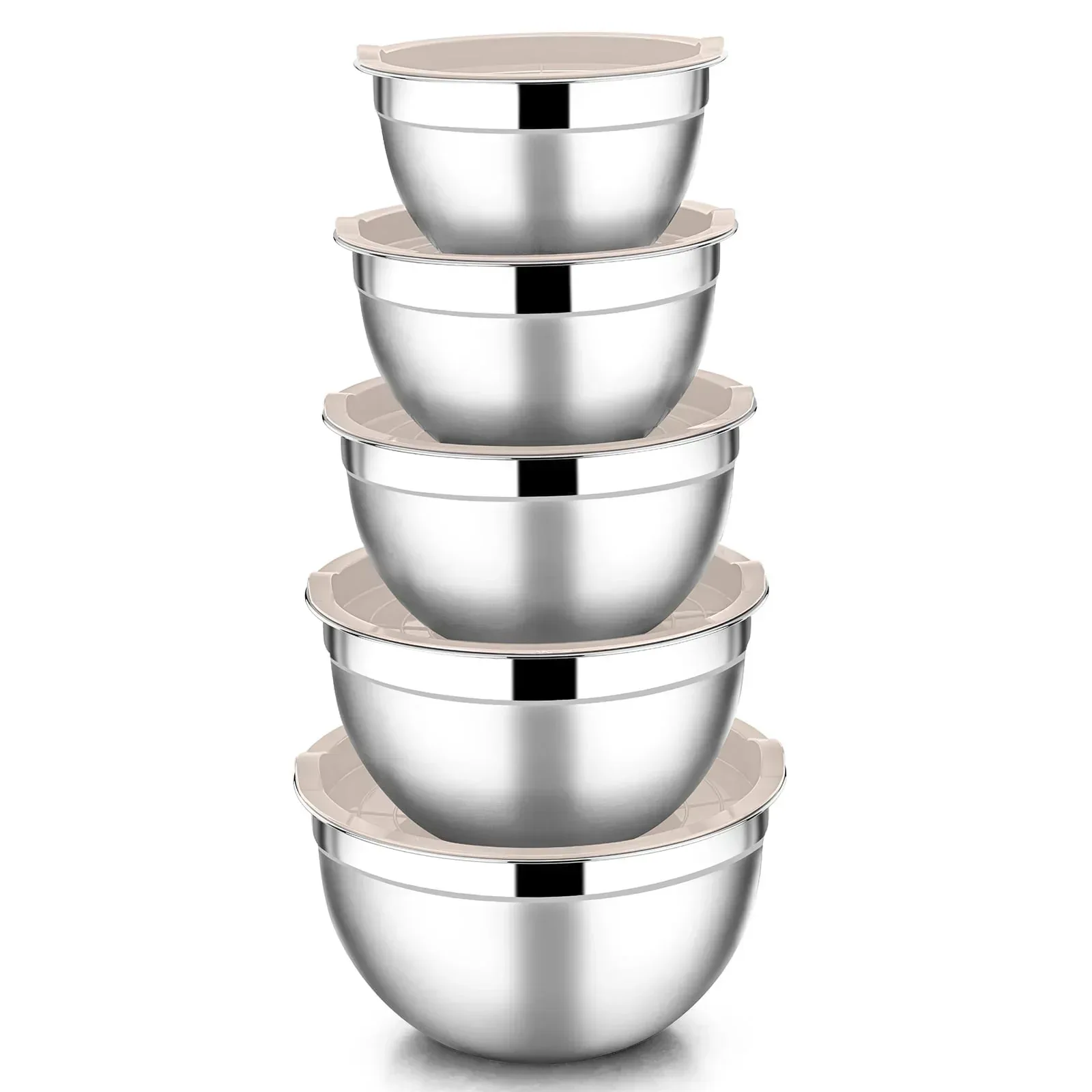 Mixing Bowls with Lids Set of 5, Vesteel Stainless Steel Mixing Bowls Metal Nesting Salad Bowls, Size 4.5, 3, 1.5, 1, 0.7 QT Great for Cooking, Baking, Serving - Blue - Image 9