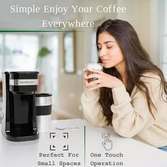 Mixpresso 1-Cup Drip Coffee Maker, Personal Single Serve Coffee Maker & 14oz Travel Mug - Image 8
