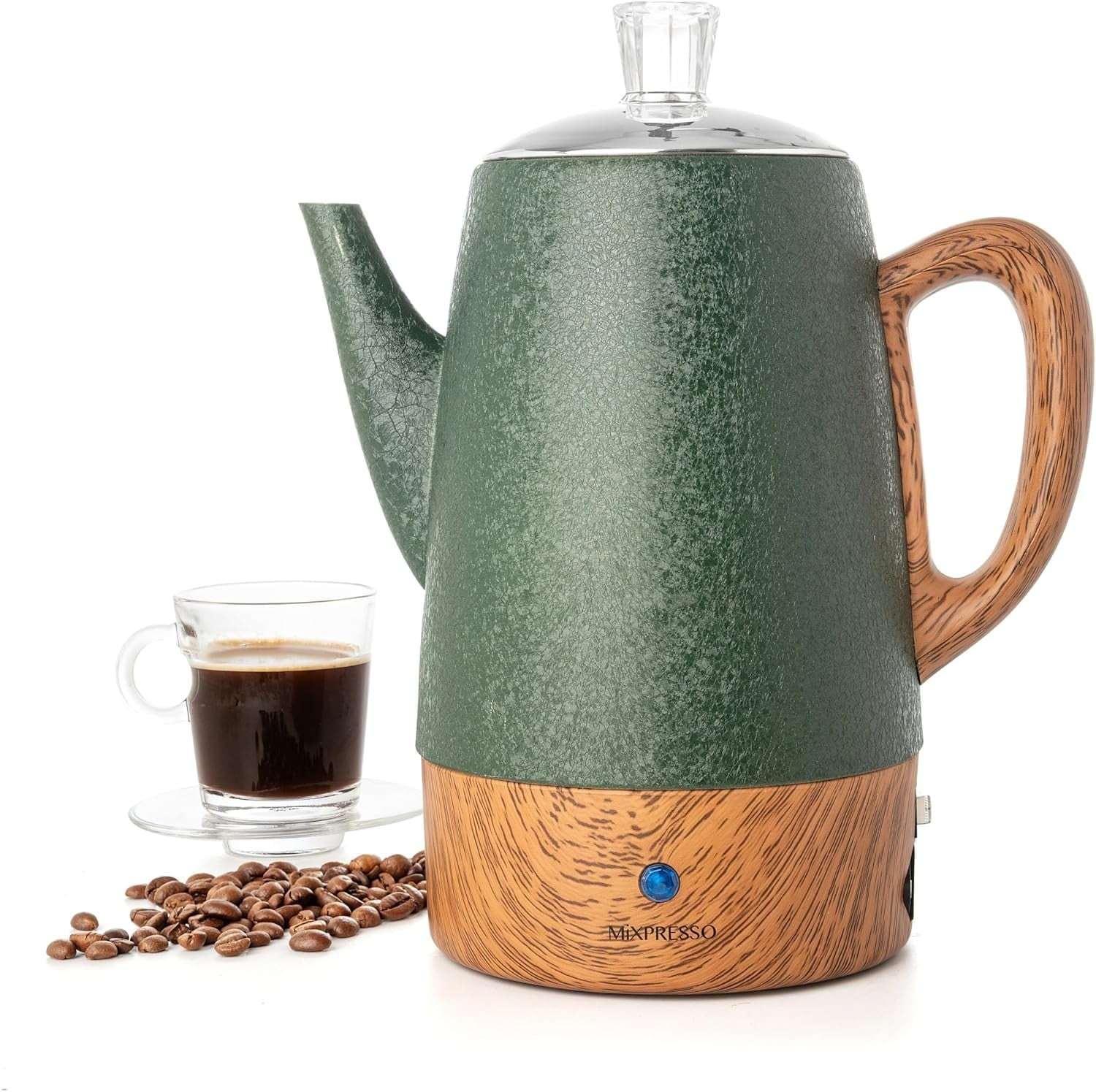 Mixpresso Percolator Coffee Pot Electric 10 Cup, Stainless Steel Coffee Maker, Coffee Percolator Electric With Keep Warm Function, 10 Cups Stainless Steel Perculator With Basket (Shiny Blue) - Image 11