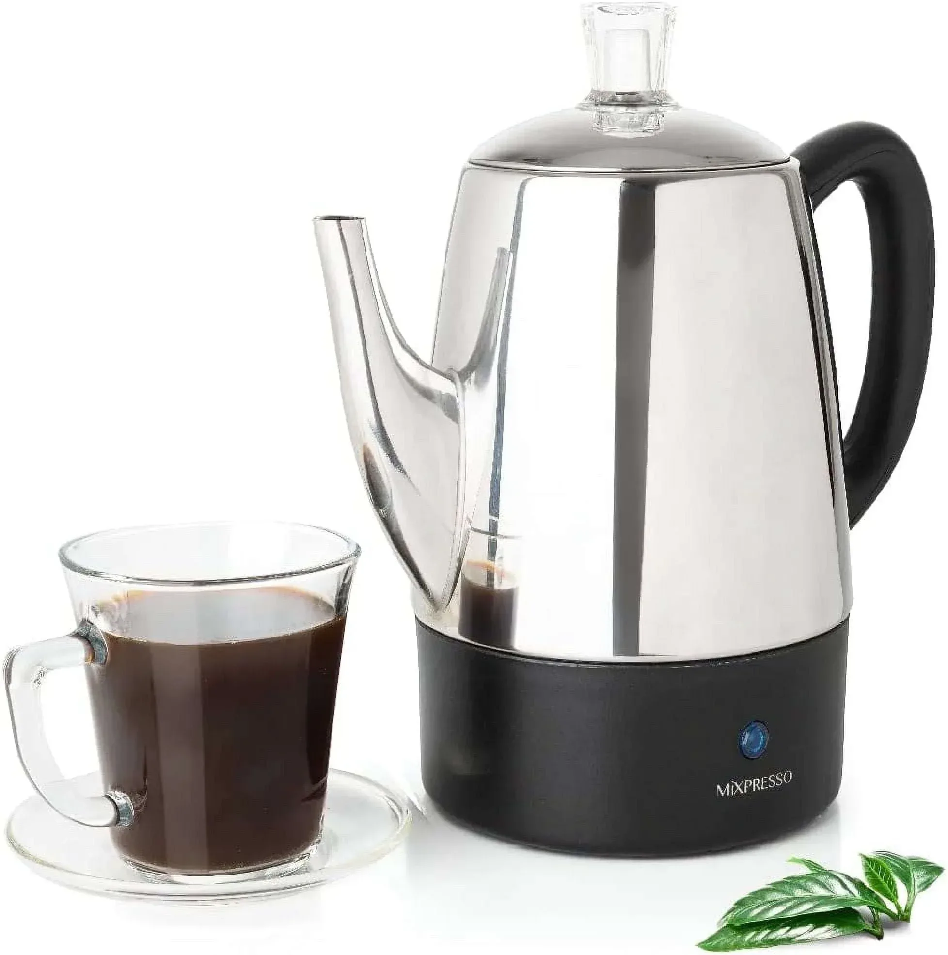Mixpresso Percolator Coffee Pot Electric 10 Cup, Stainless Steel Coffee Maker, Coffee Percolator Electric With Keep Warm Function, 10 Cups Stainless Steel Perculator With Basket (Shiny Blue) - Image 12