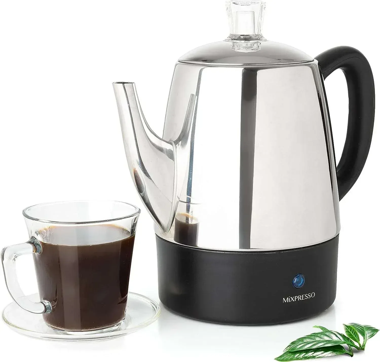 Mixpresso Percolator Coffee Pot Electric 10 Cup, Stainless Steel Coffee Maker, Coffee Percolator Electric With Keep Warm Function, 10 Cups Stainless Steel Perculator With Basket (Shiny Blue) - Image 13