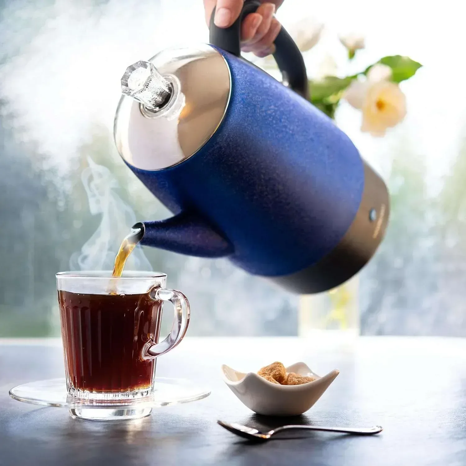Mixpresso Percolator Coffee Pot Electric 10 Cup, Stainless Steel Coffee Maker, Coffee Percolator Electric With Keep Warm Function, 10 Cups Stainless Steel Perculator With Basket (Shiny Blue) - Image 8