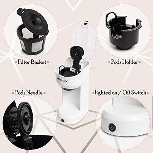 Mixpresso Single Serve Coffee Brewer, K Cup Compatible & Ground Coffee, White - Image 4