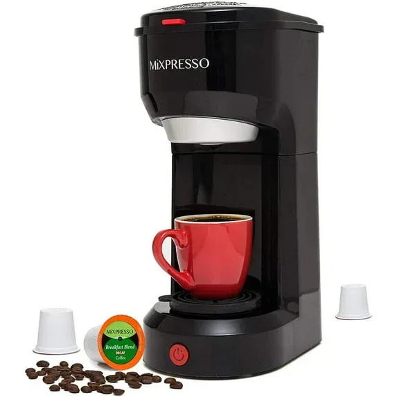 Mixpresso Single Serve Coffee Brewer, K Cup Compatible & Ground Coffee, White - Image 5