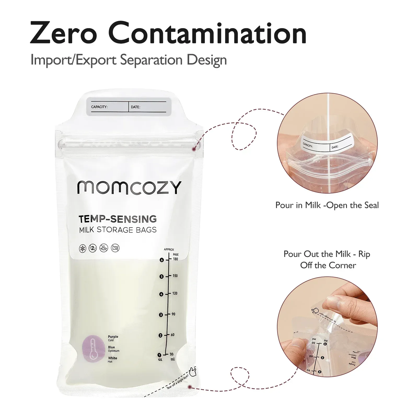 Momcozy Baby Bottle Warmer, 6-in-1 Smart Temperature Control, Fast Baby Food Heater, Steam Sterilizer & Momcozy Breastmilk Storage Bags, Temp-Sensing Discoloration Milk Storage Bags, 180ml/120 Count - Image 8