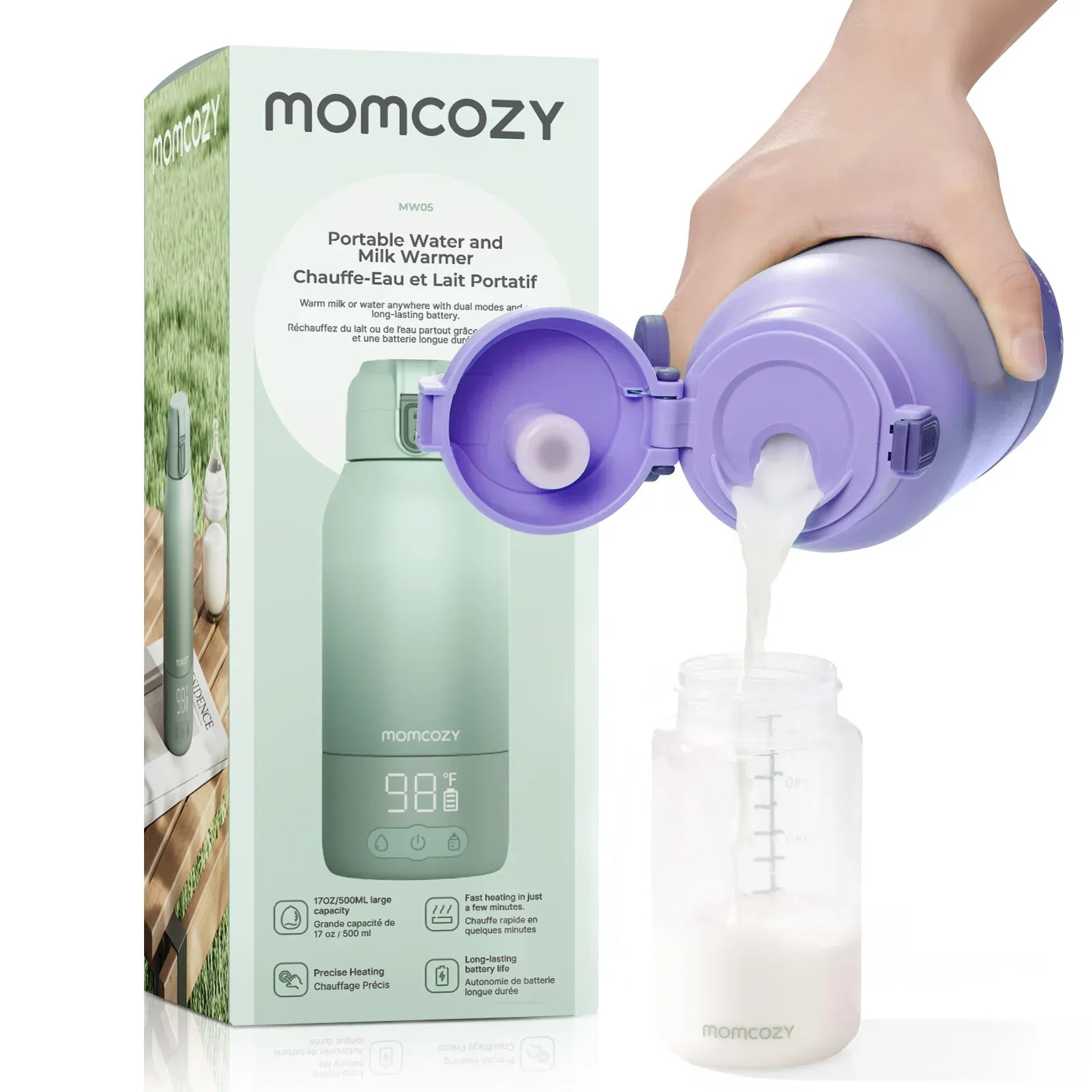 Momcozy Portable Milk Warmer for Travel – Dual Heating Modes for Breast Milk and Momcozy Portable Bottle Brush Set - Baby Bottle Cleaner Kit - Image 14