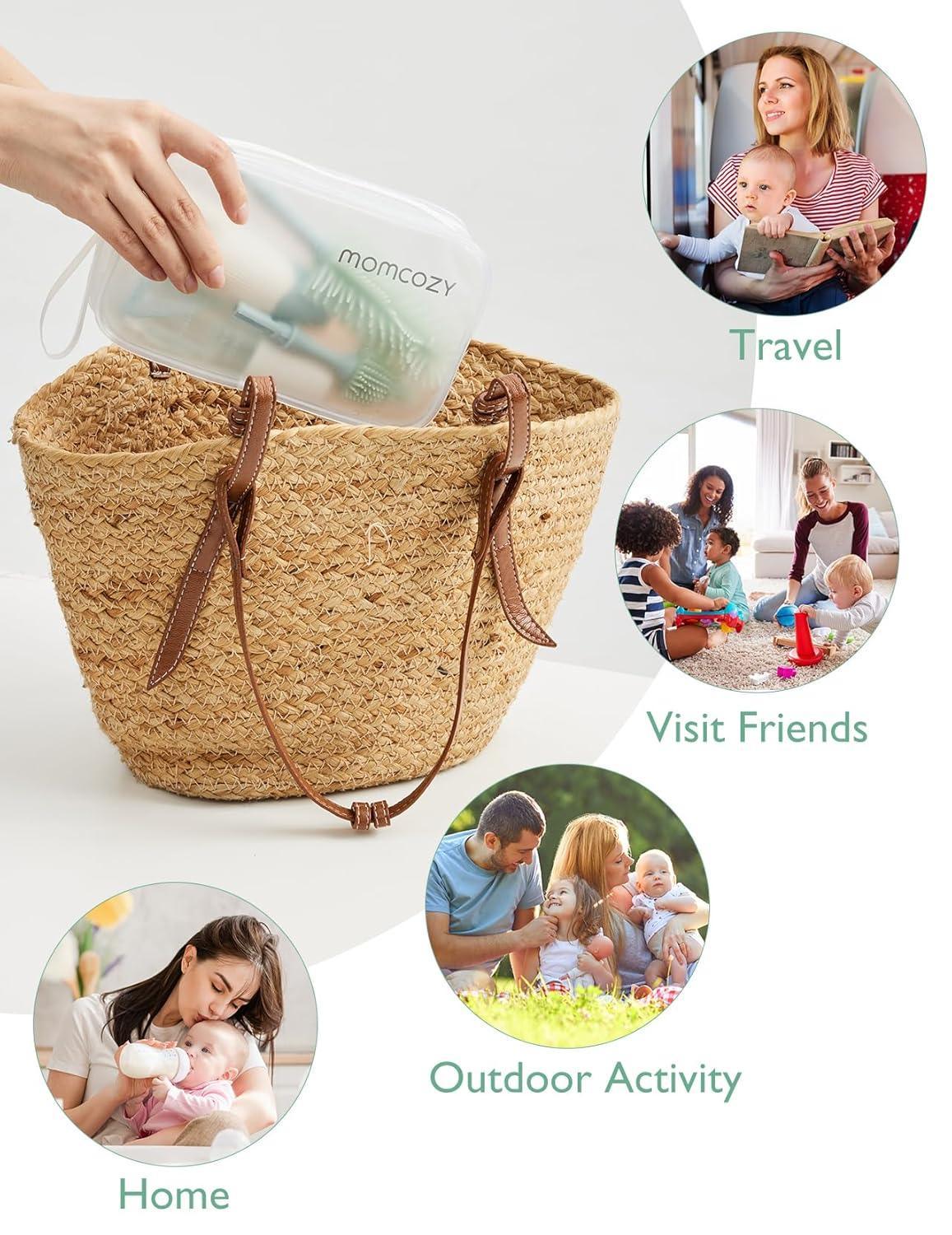 Momcozy Portable Milk Warmer for Travel – Dual Heating Modes for Breast Milk and Momcozy Portable Bottle Brush Set - Baby Bottle Cleaner Kit - Image 2