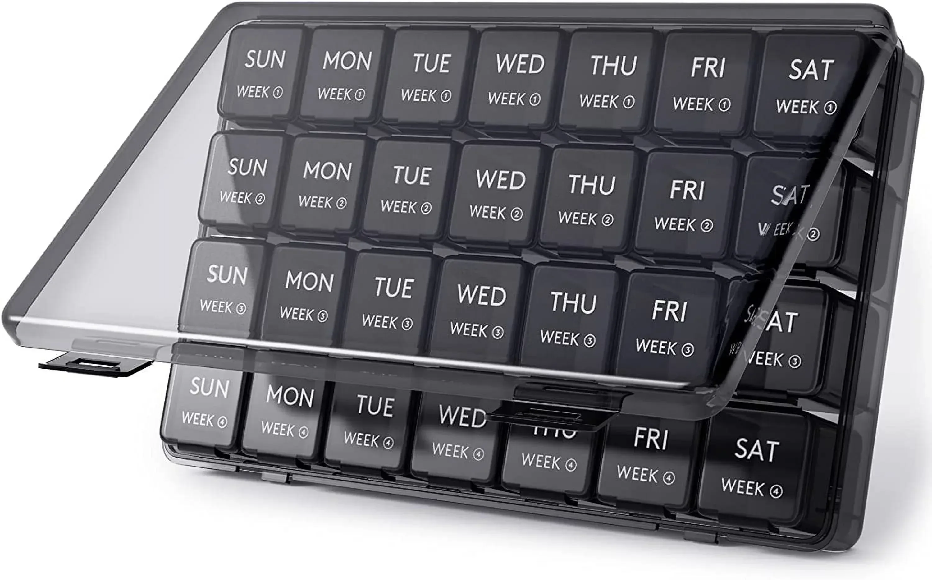 Monthly Pill Organizer, 28 Days, Compact, Portable for Elderly Parents, Patients (28 Grids)