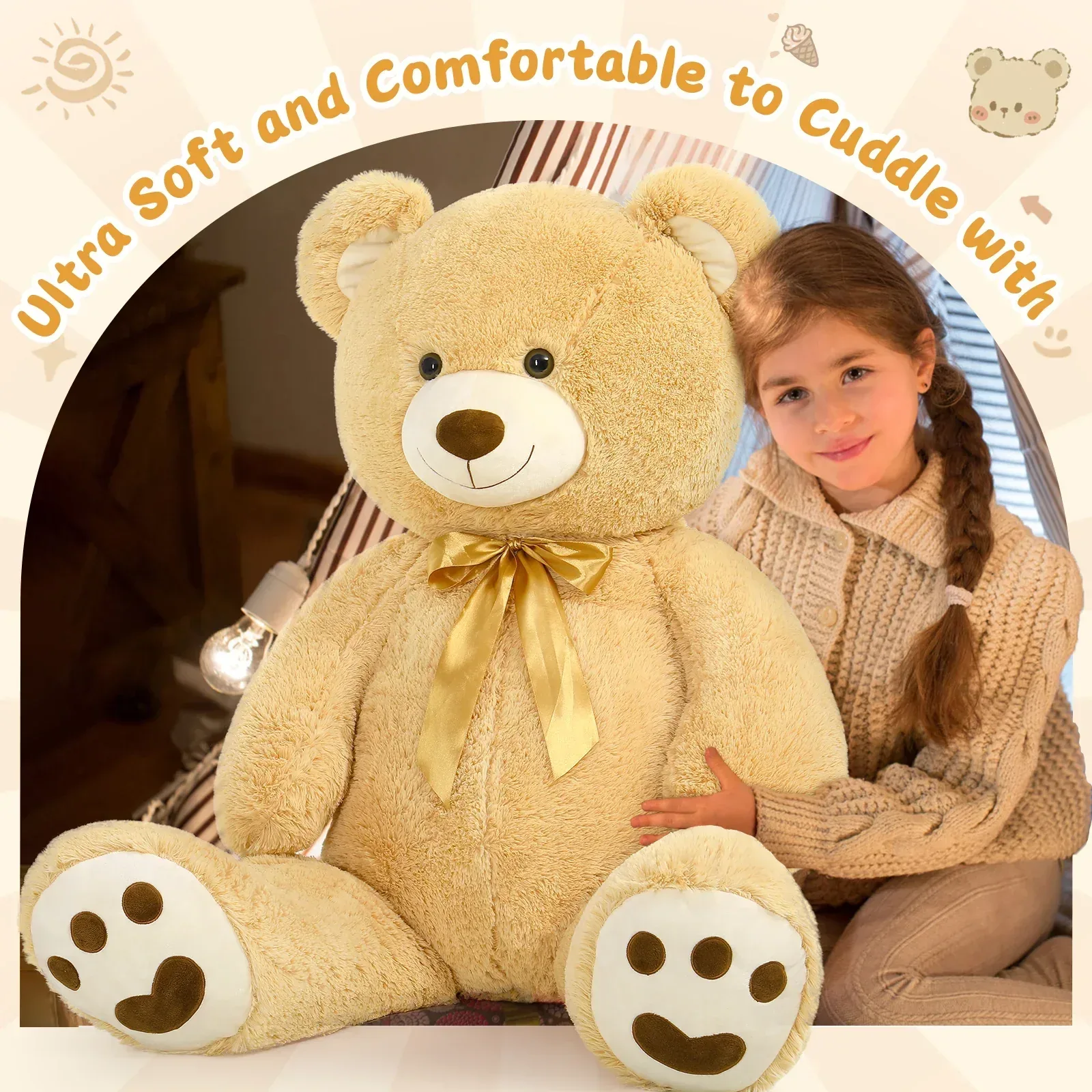 MorisMos 4ft Giant Brown Teddy Bear Stuffed Animal, Big Teddy Bear Plush - Image 5