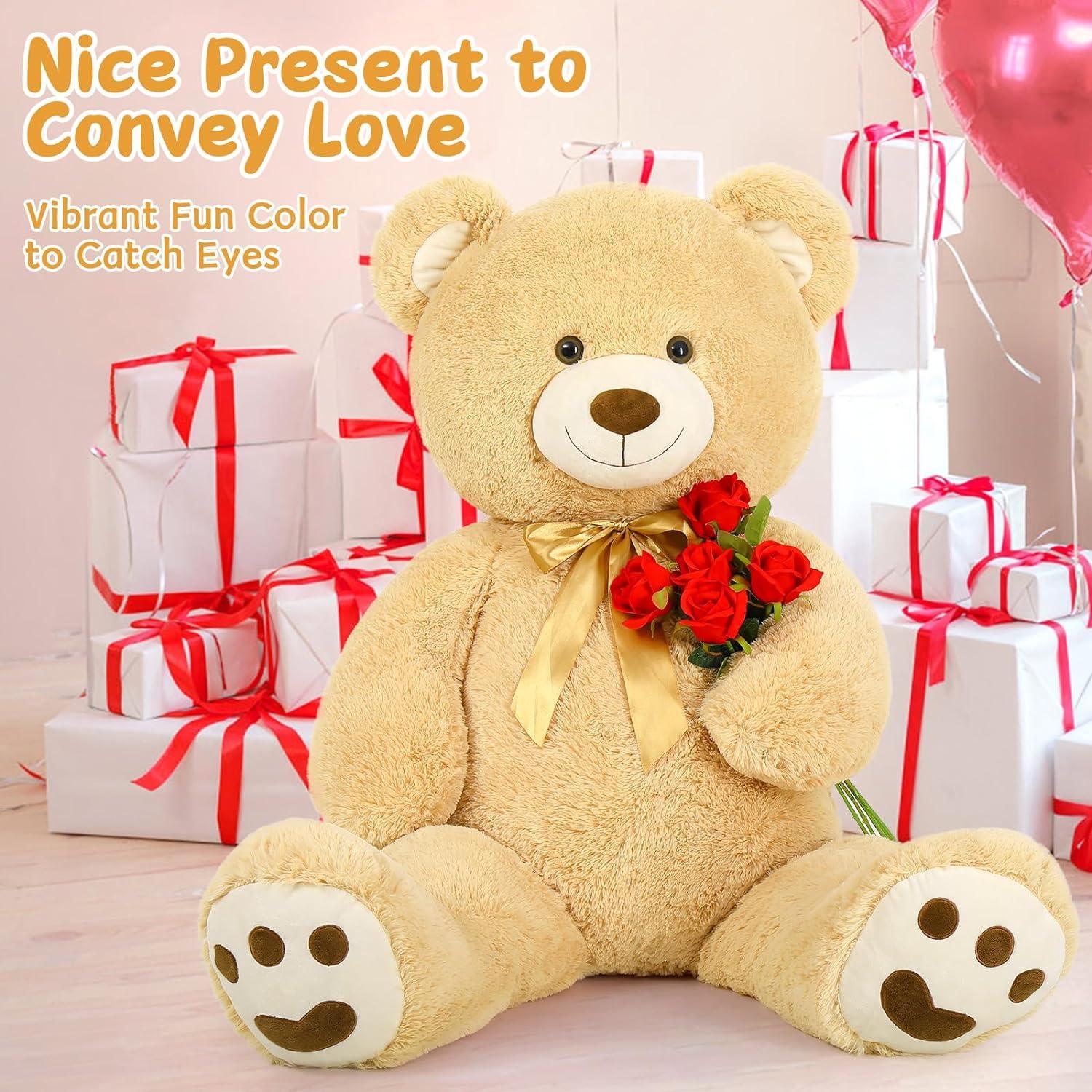 MorisMos 4ft Giant Brown Teddy Bear Stuffed Animal, Big Teddy Bear Plush - Image 6