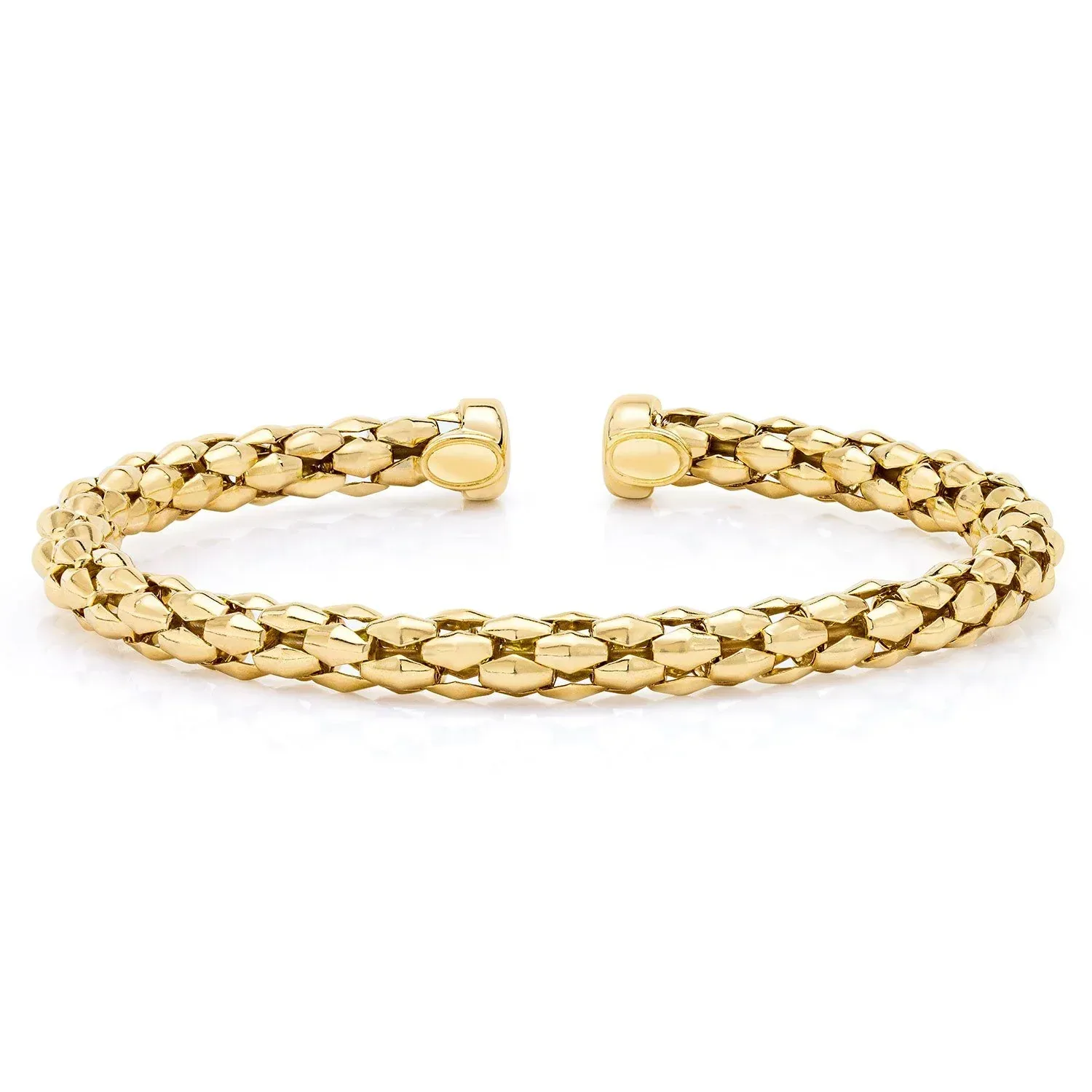 Mosaic Chain Bangle Bracelet Set in Sterling Silver & 18K Gold Plated - Image 2