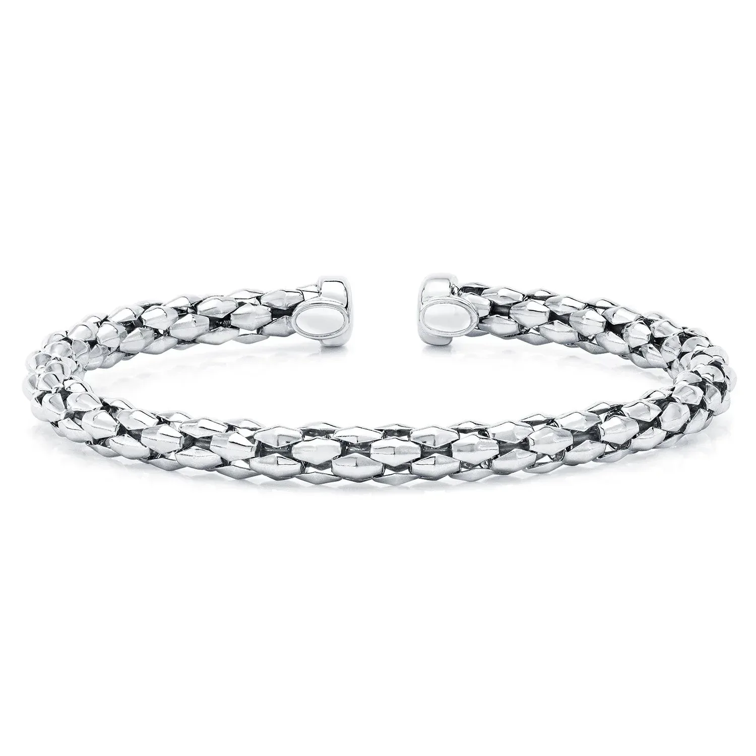 Mosaic Chain Bangle Bracelet Set in Sterling Silver & 18K Gold Plated - Image 3