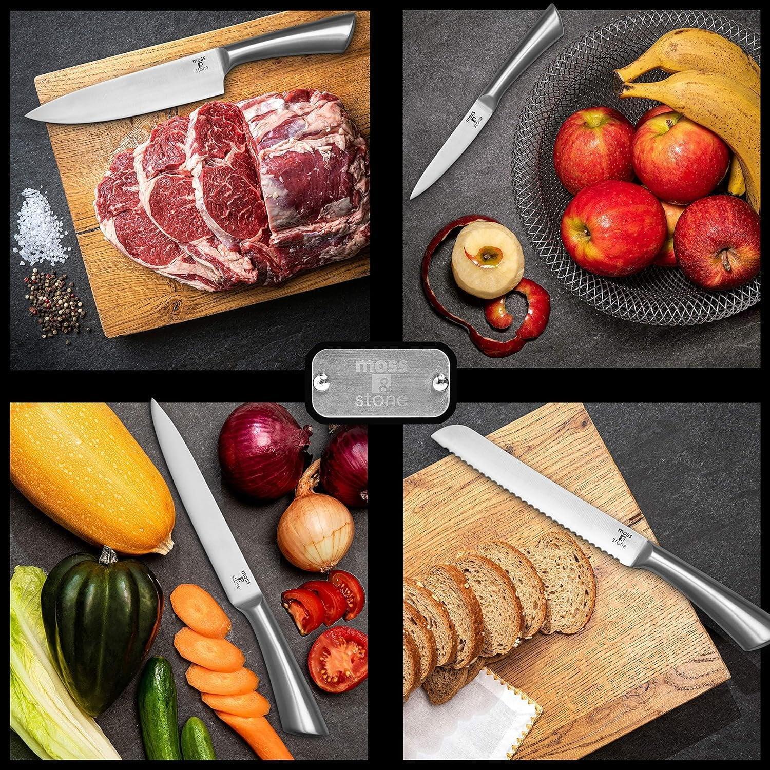 Moss & Stone Professional Kitchen Knife Chef Set, Small Knife Set With Block, Black Titanium Plated Kitchen Knife Set, Stainless Steel Scratch Resistant & Rust Proof Sharp Kitchen Knives. - Image 25