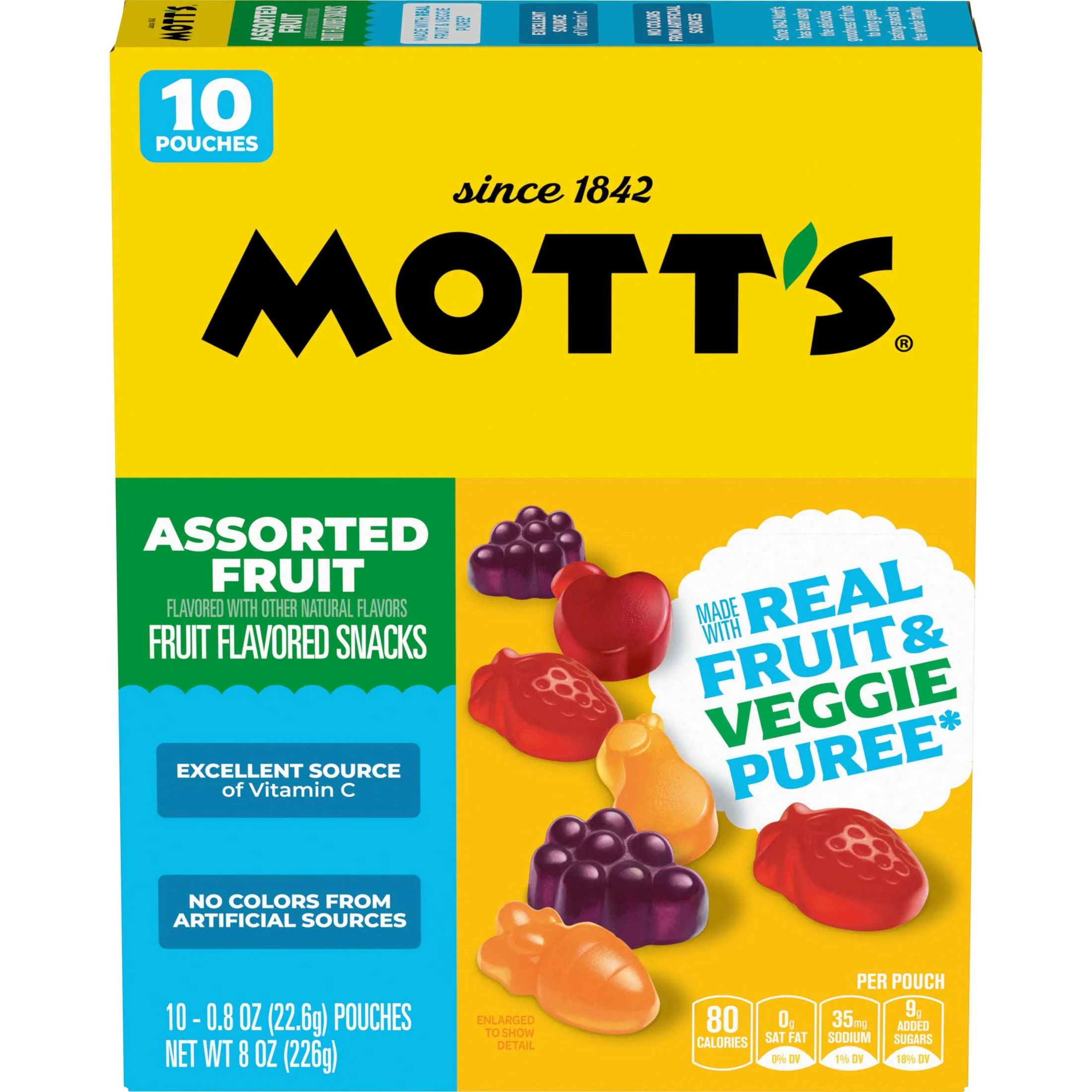 Mott's Fruit Flavored Snacks, Assorted Fruit, Gluten Free Snack, 10 Count, 8 oz - Image 4