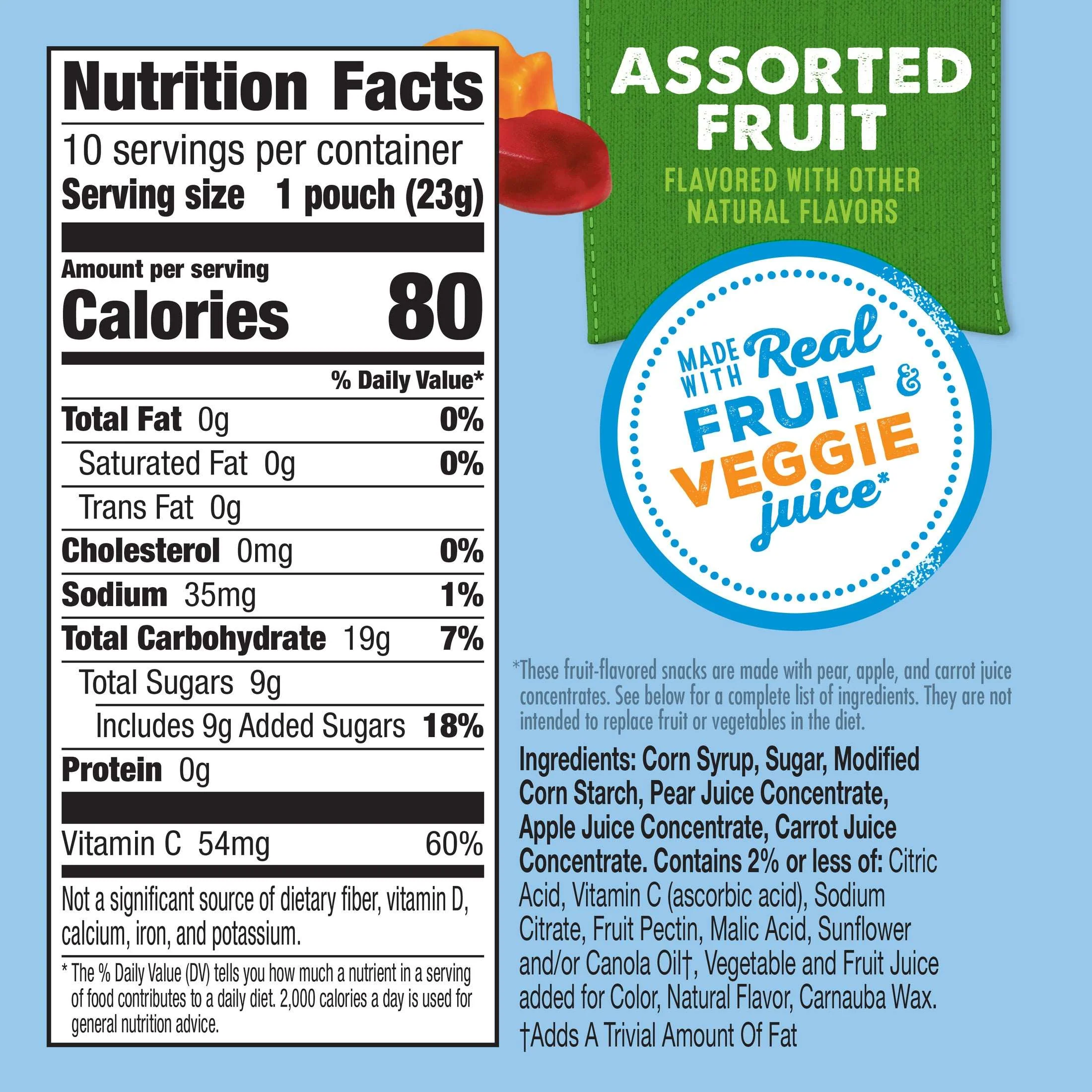 Mott's Fruit Flavored Snacks, Assorted Fruit, Gluten Free Snack, 10 Count, 8 oz - Image 9