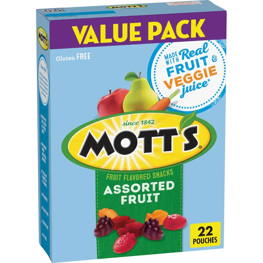 Mott's Fruit Flavored Snacks, Assorted Fruit, Gluten Free, Value Pack, 22 Pouches, 17.6 oz - Image 2