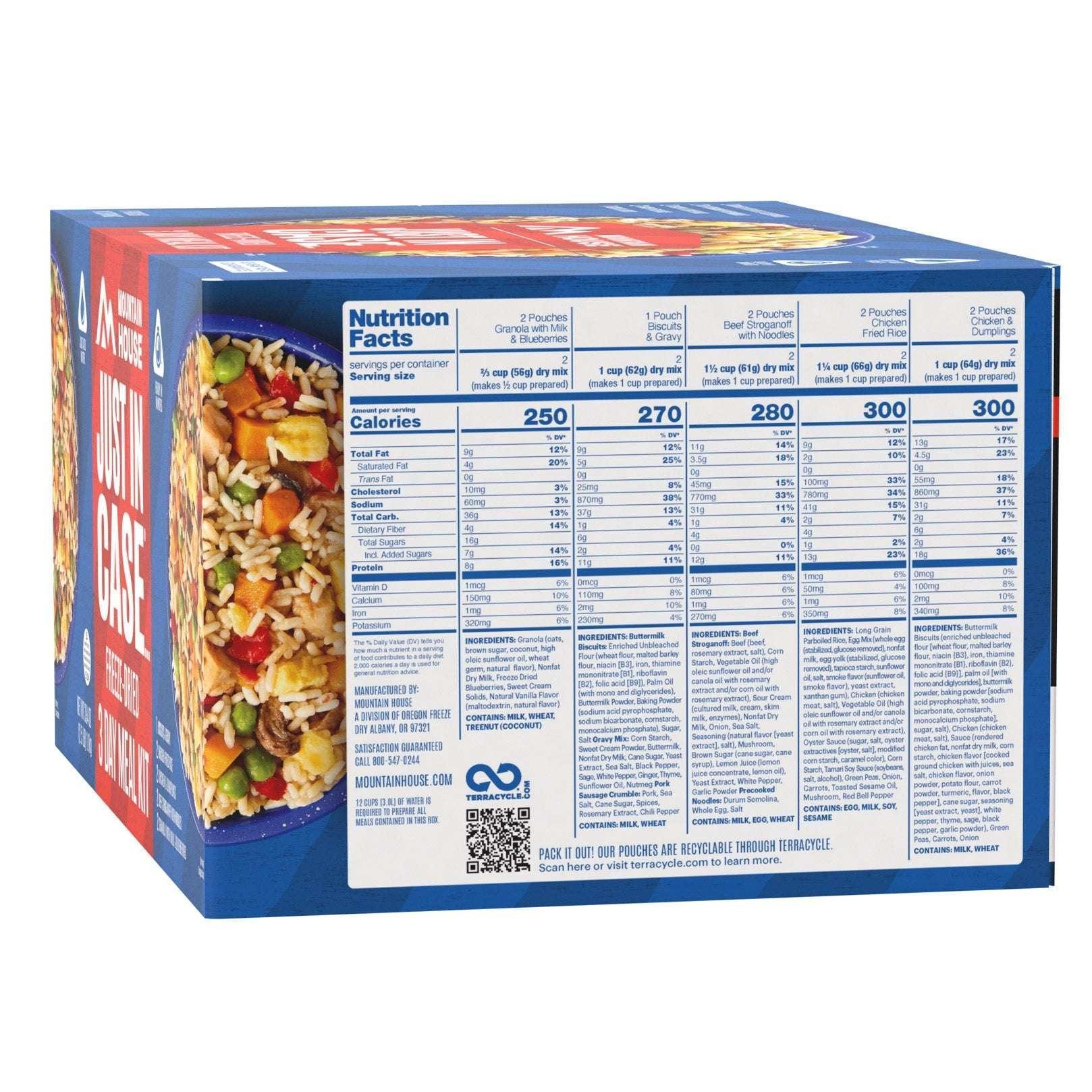 Mountain House 3-day Emergency Meal Kit 9-pouch Assortment (18 Total Servings) - Image 4