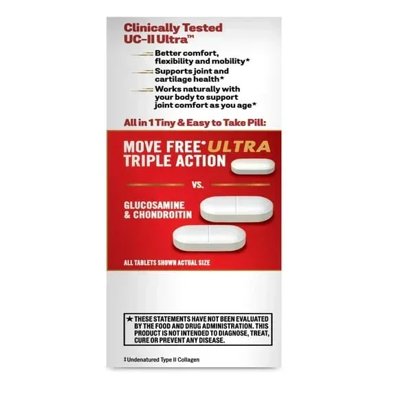 Move Free Ultra Triple Action Joint Health Supplement with Type II Collagen, Boron & Hyaluronic Acid, 37 Tablets - Image 3