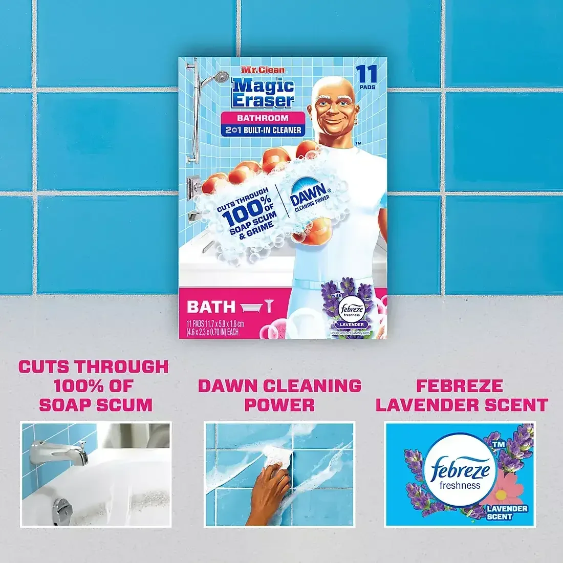 Mr. Clean 2-In-1 Bathroom Magic Eraser Sponges, 11 ct. - Image 3