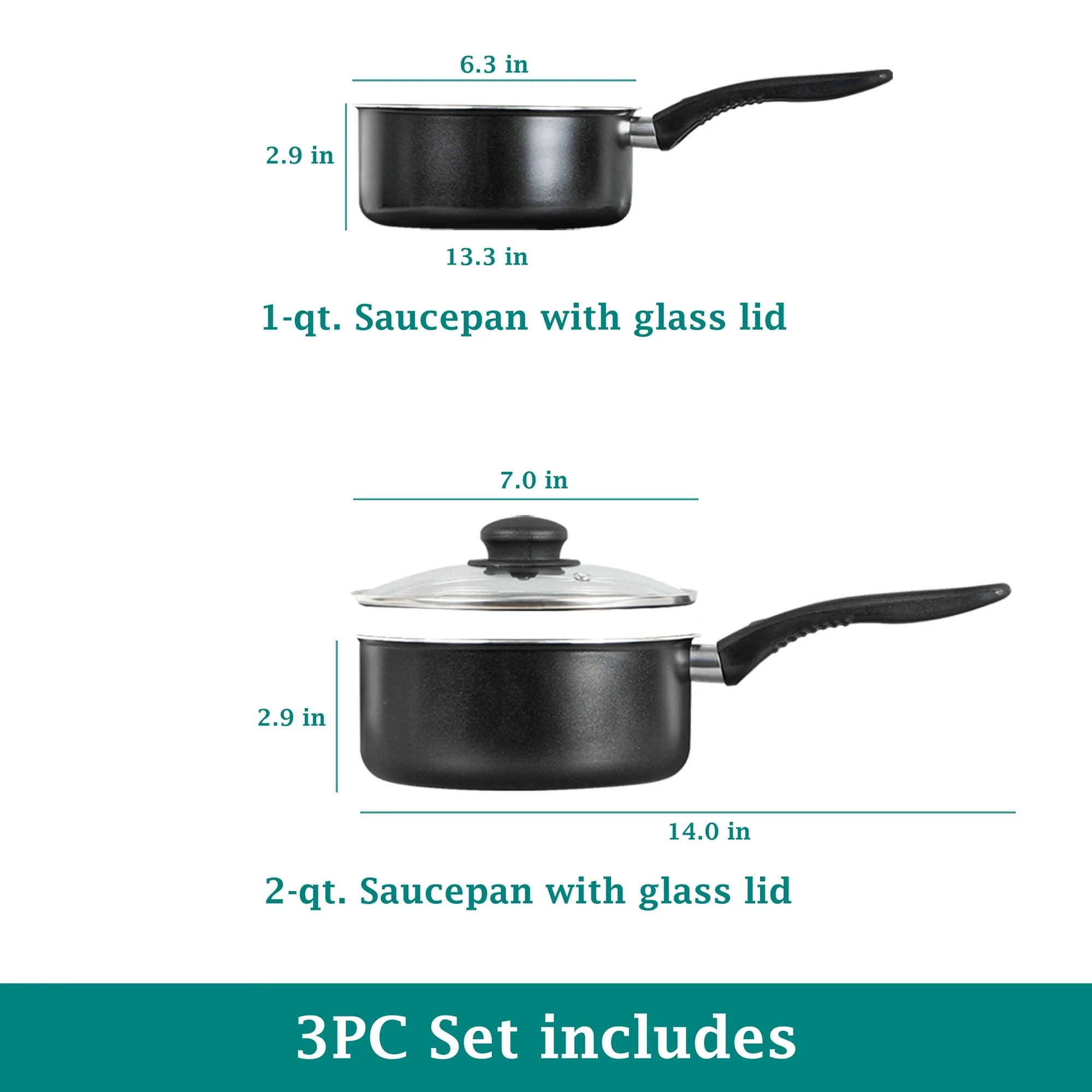 MS 3PC SAUCE PAN BLK - Image 6