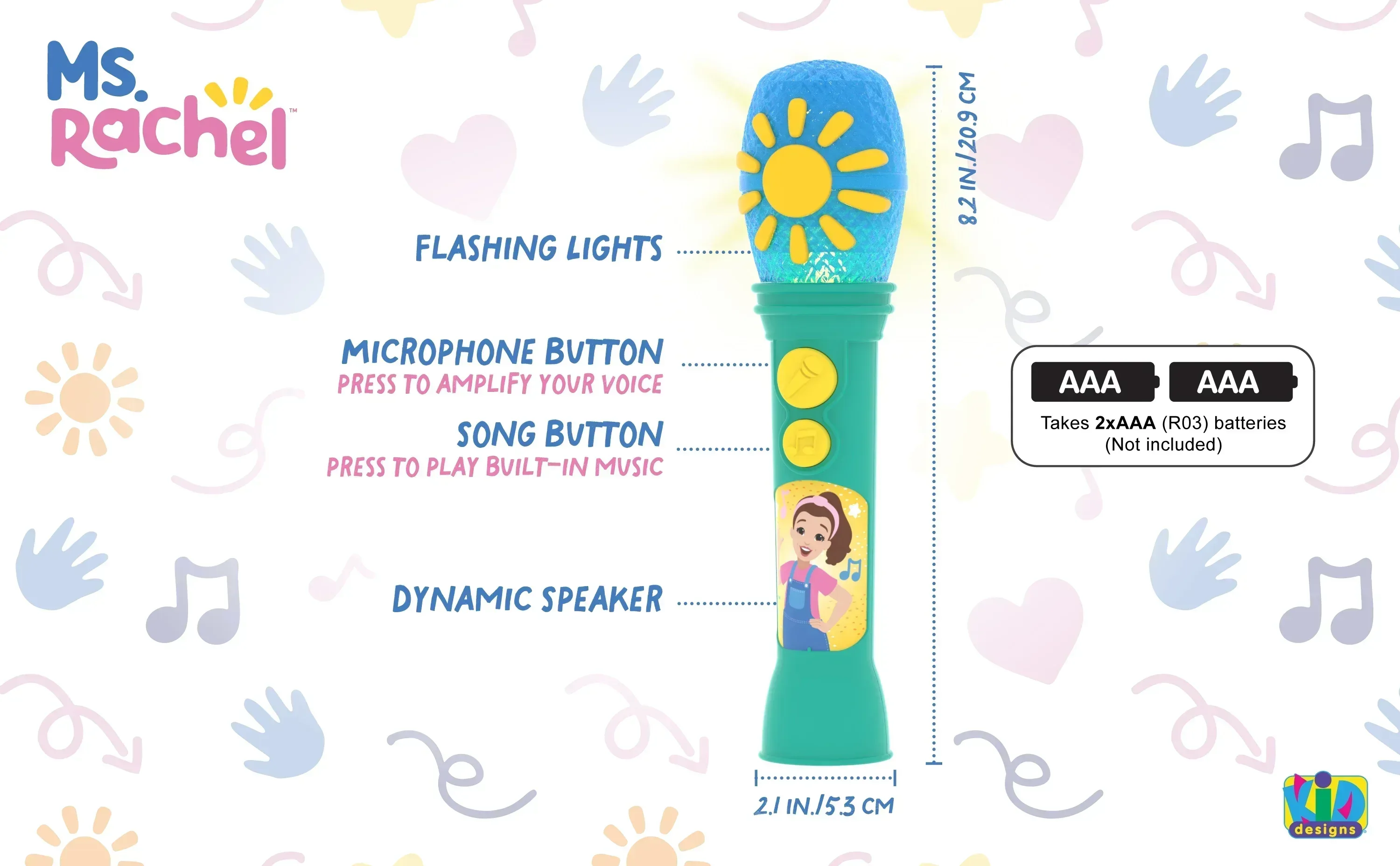 Ms. Rachel Sing Along Microphone, Includes Built-in Music and Lights, Children Ages 18+ Months - Image 10