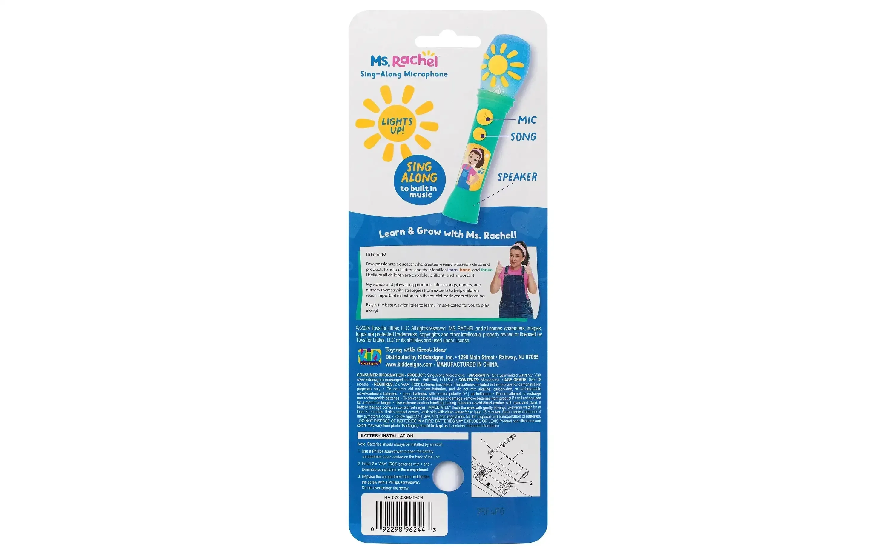 Ms. Rachel Sing Along Microphone, Includes Built-in Music and Lights, Children Ages 18+ Months - Image 2