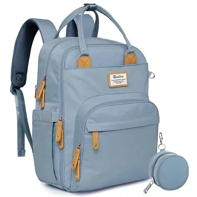 Multi-Function Waterproof Diaper Bag Backpack, 16 Pockets, Changing Pad, Anti-Theft Design, Unisex, Large (Light Gray)