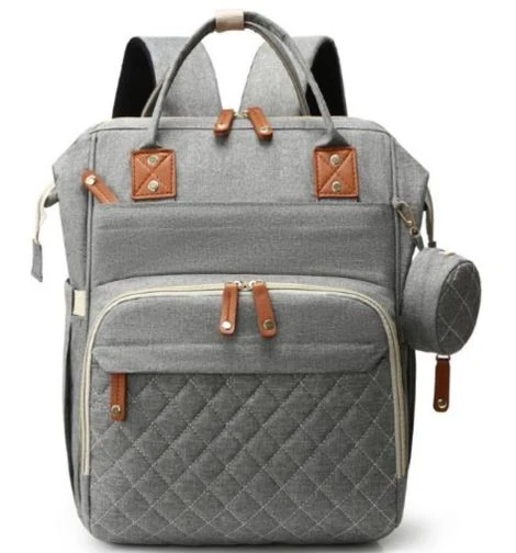 Multi-Function Waterproof Diaper Bag Backpack, 16 Pockets, Changing Pad, Anti-Theft Design, Unisex, Large (Light Gray)