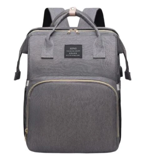 Multifunctional Diaper Bag Backpack, Large Capacity, Changing Station, Insulated Pocket, for Moms/Dads, Boys/Girls (Gray)