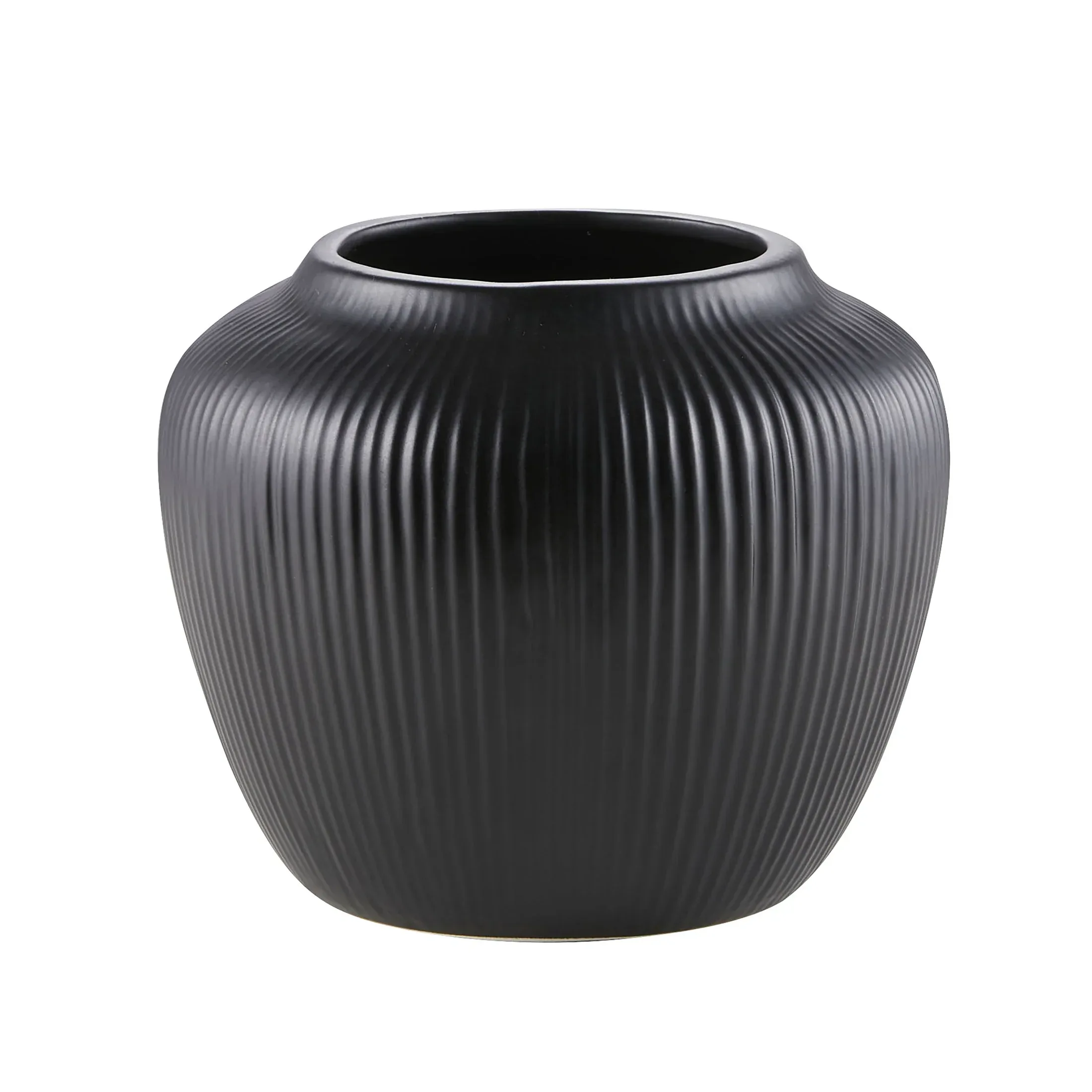 My Texas House 5" White Distressed Stripe Round Stoneware Vase - Image 4