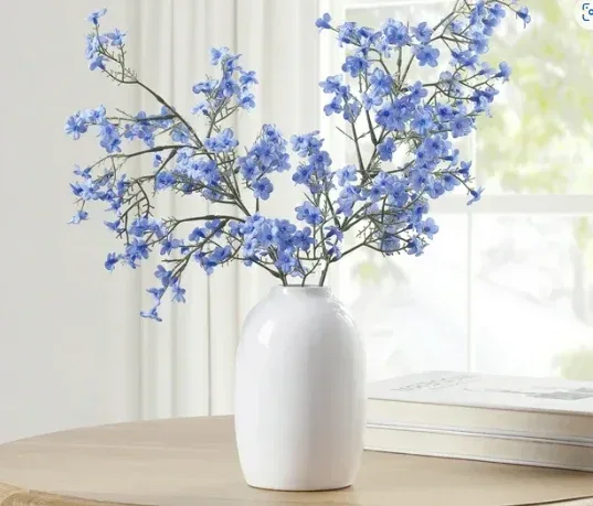 My Texas House Blue Faux Floral Springs in White Ceramic Vase, 16" Heigh - Image 2