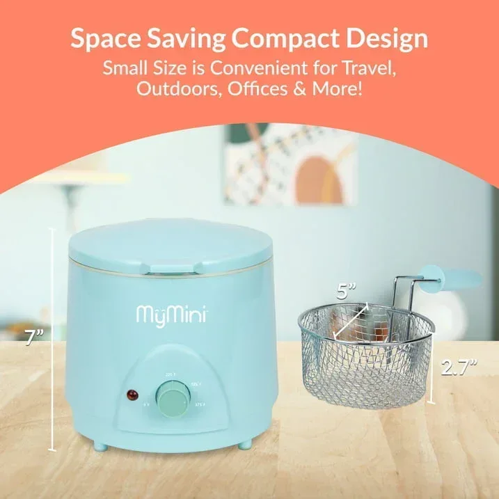 MyMini 1.5 qt Electric Deep Fryer, 700 watts, Aqua - Image 3